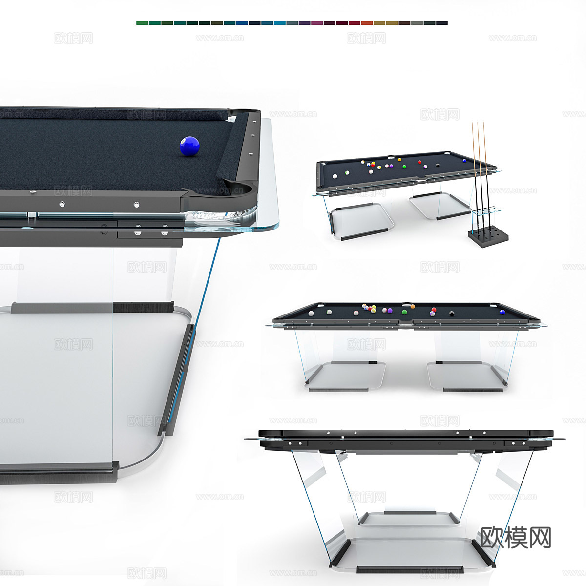现代极简台球桌3d模型