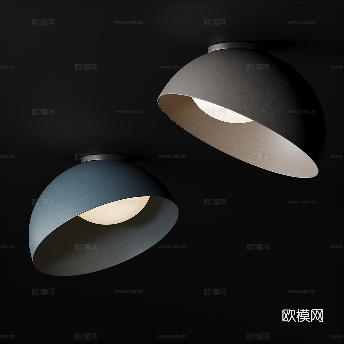 现代极简奶油风吸顶灯3d模型