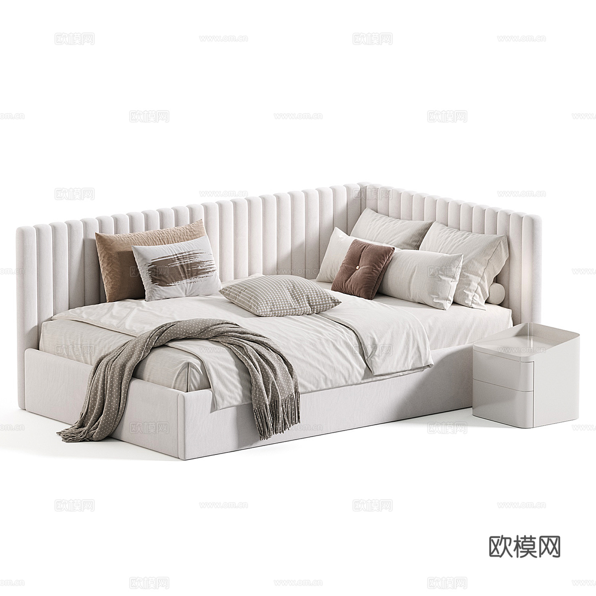 现代奶油风儿童布艺沙发床3d模型