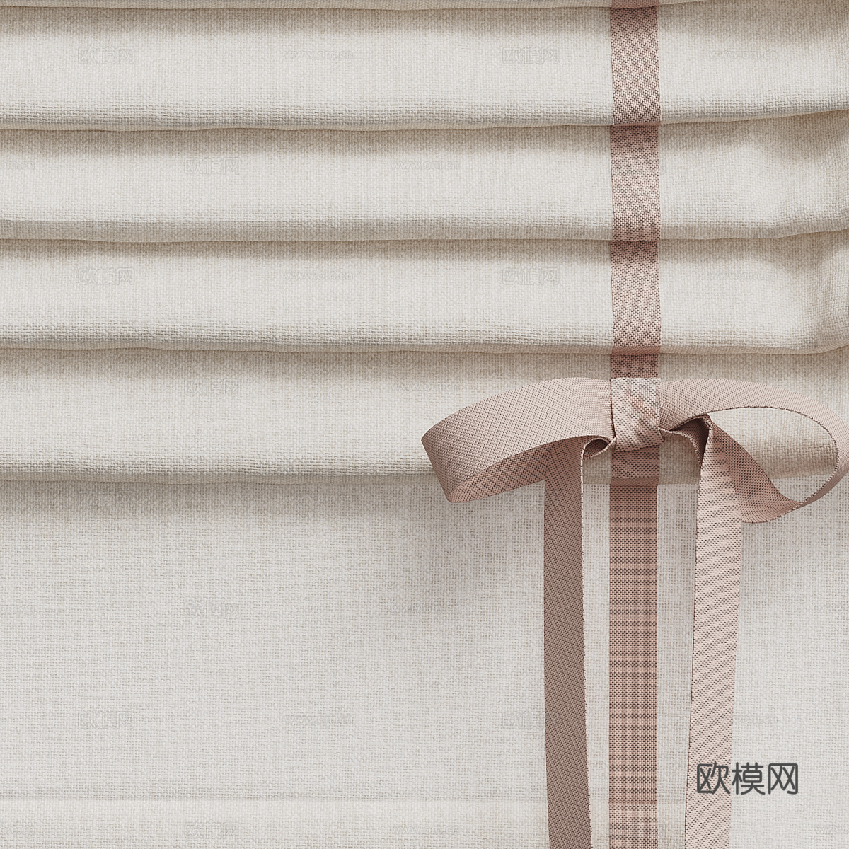 现代奶油风儿童布艺罗马帘3d模型
