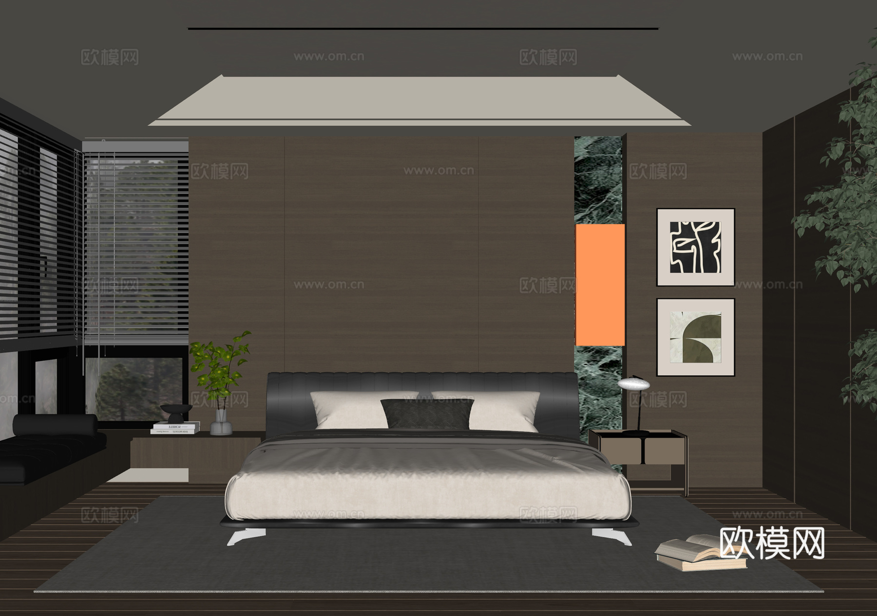 现代卧室su模型