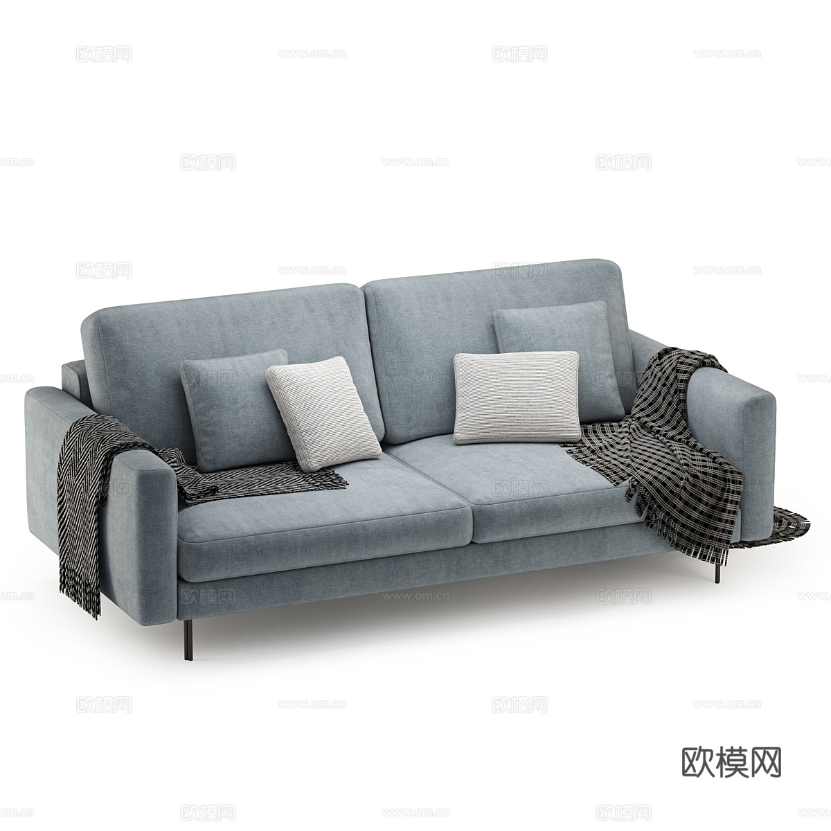 现代北欧布艺休闲沙发3d模型