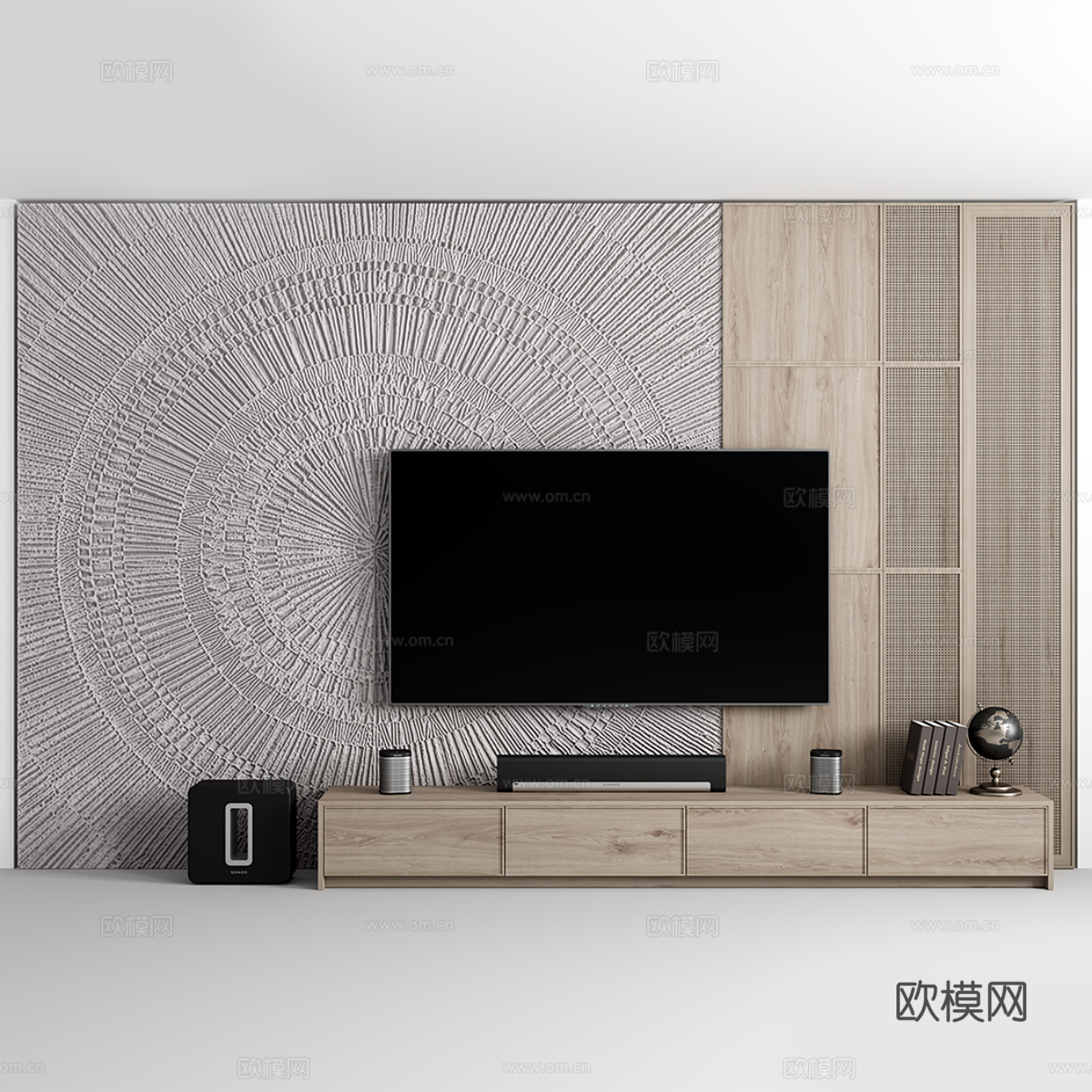 侘寂背景墙 电视背景墙3d模型