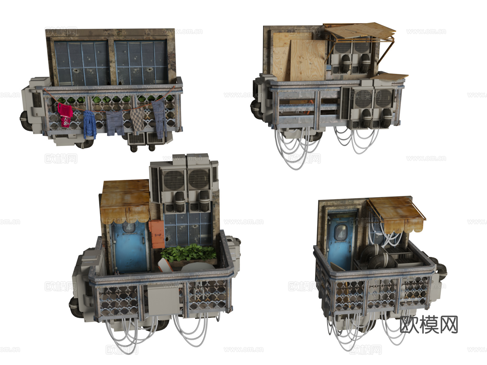 废弃破旧建筑资产 城市资产 建筑道具3d模型