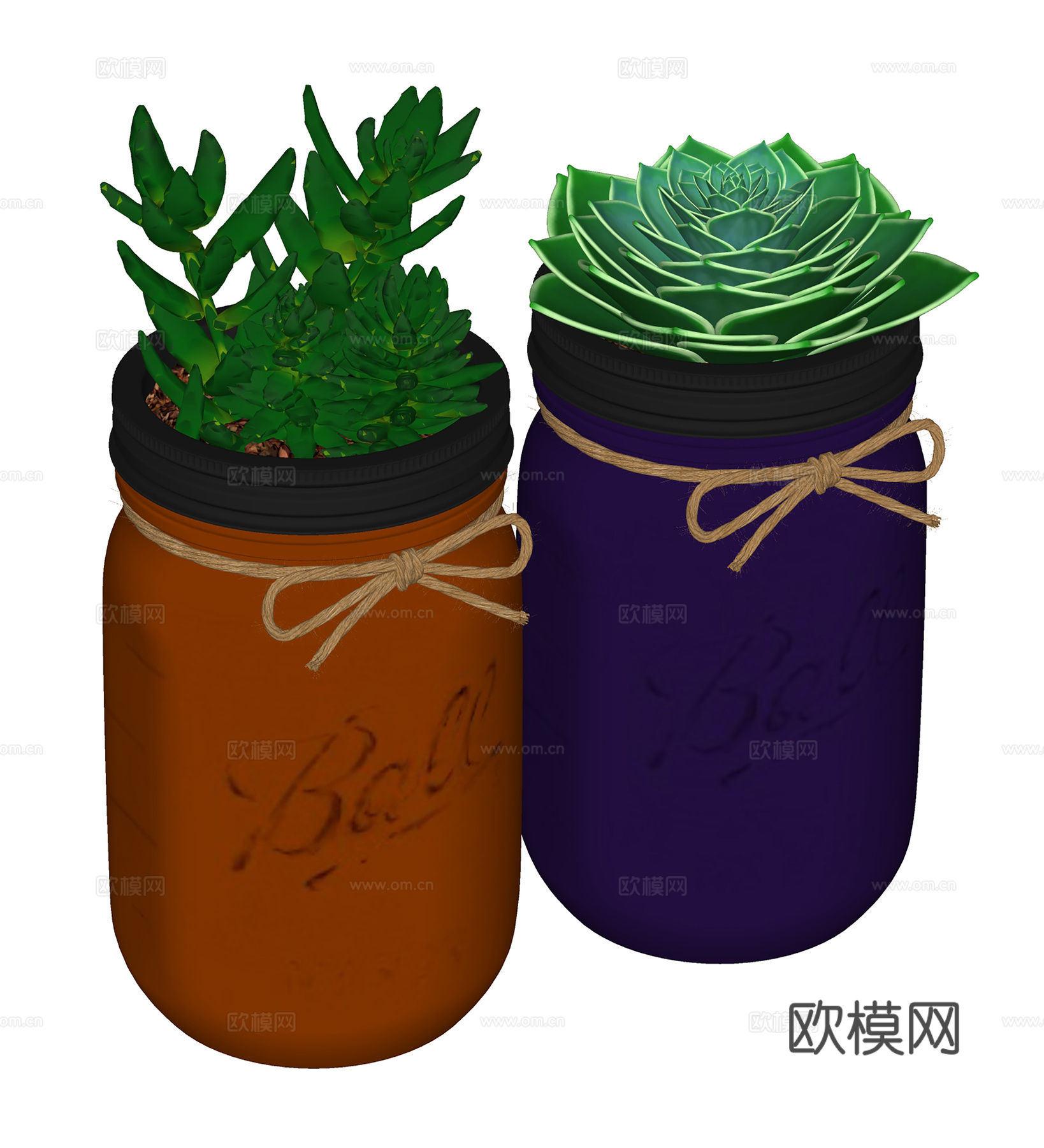 现代植物摆件  桌面绿植摆件  盆栽多肉su模型