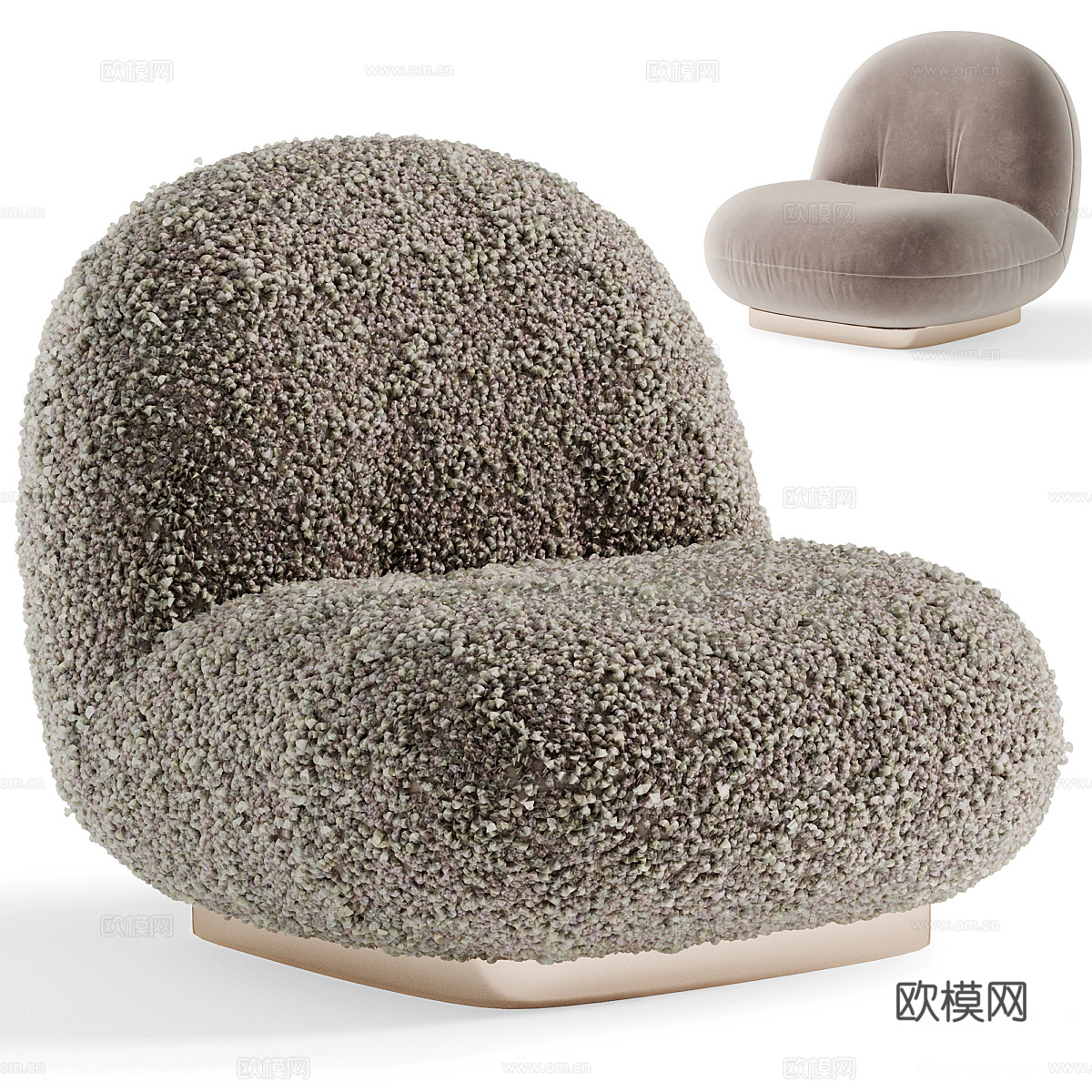 现代奶油风布艺沙发椅3d模型