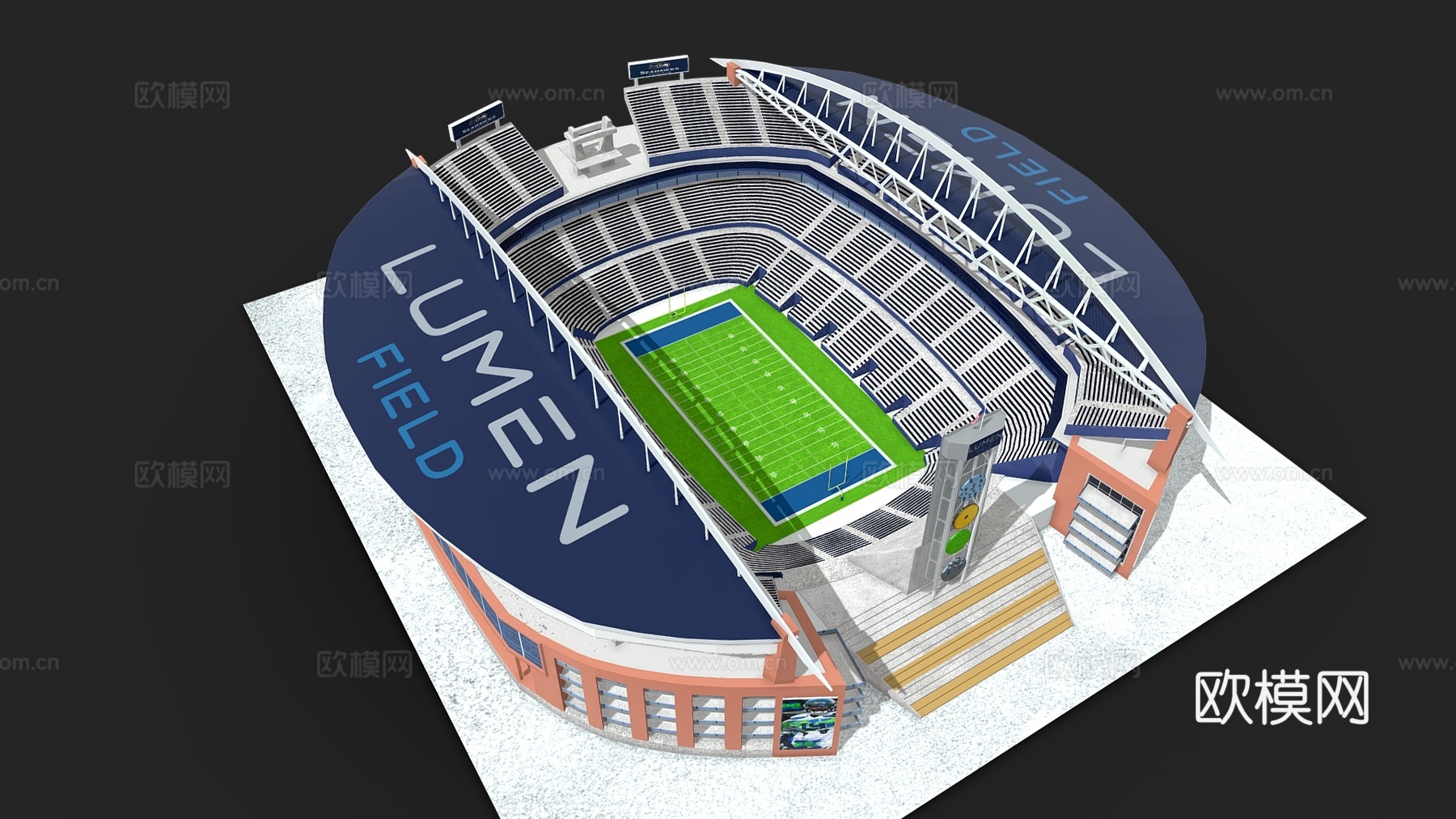 现代体育建筑 露天体育场 体育中心 体育场馆 足球场 比赛场3d模型