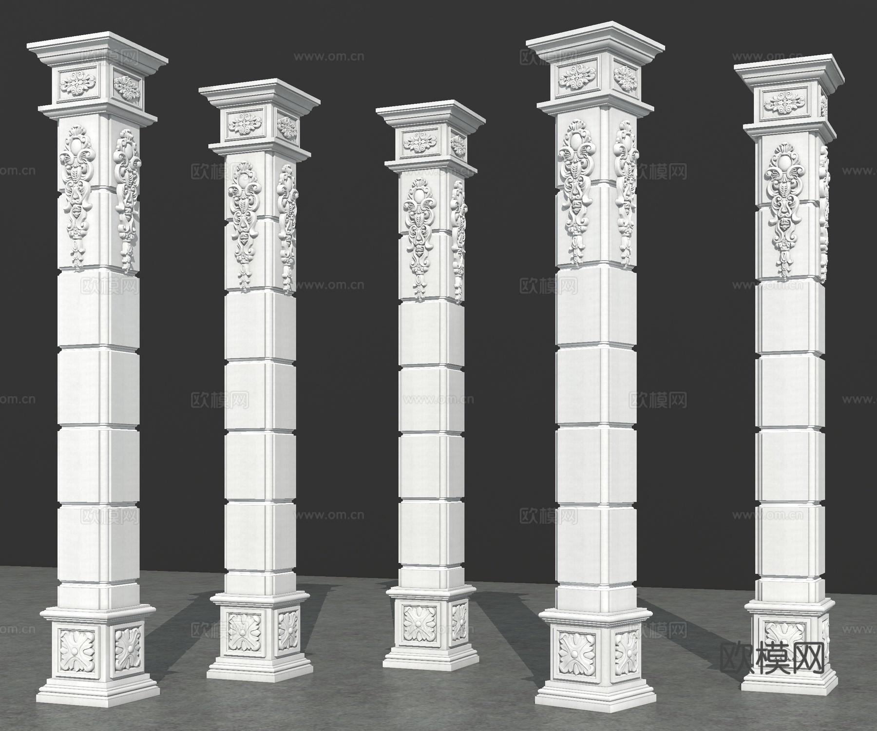 欧式柱子 罗马柱 角柱3d模型
