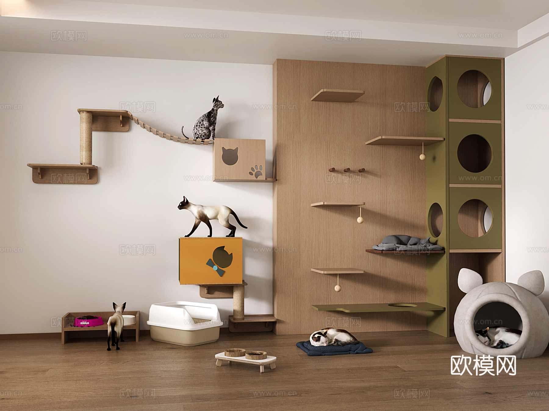 猫爬架 猫窝猫架 猫 宠物柜 宠物用品3d模型