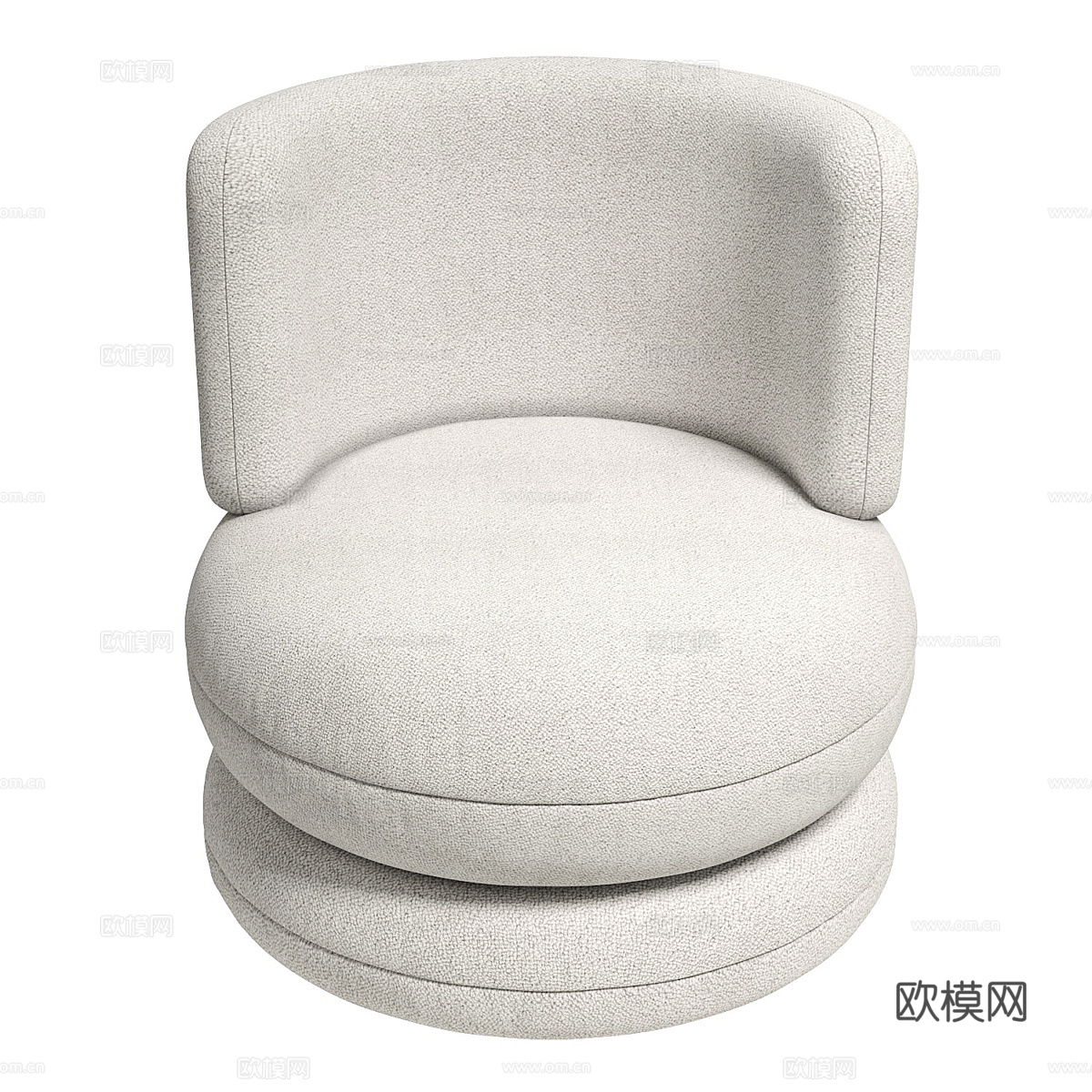 现代意式极简圆形布艺扶手椅3d模型