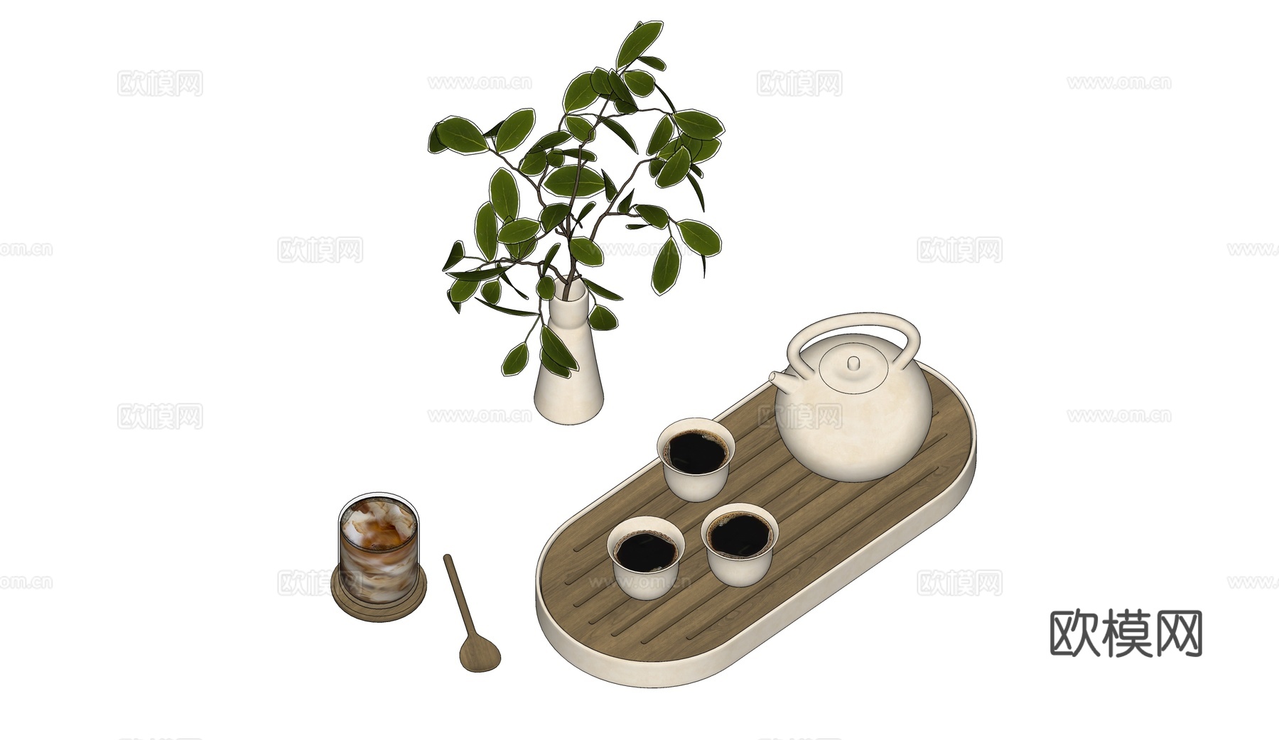 新中式茶具茶壶 茶杯 冰淇淋su模型