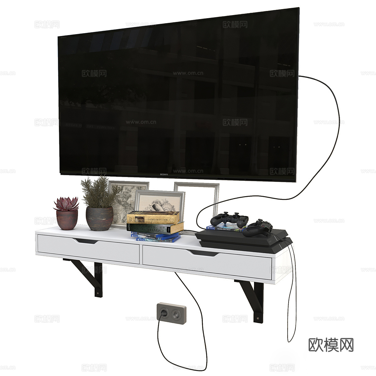 电视柜 电视 游戏机 ps43d模型