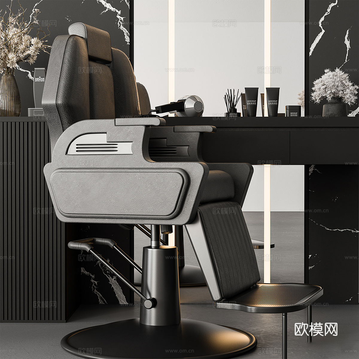 现代意式轻奢美发店3d模型