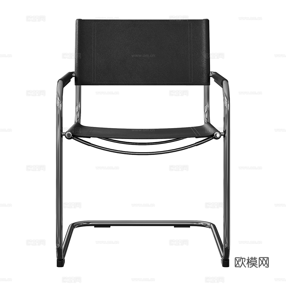 现代意式极简不锈钢皮革单椅3d模型