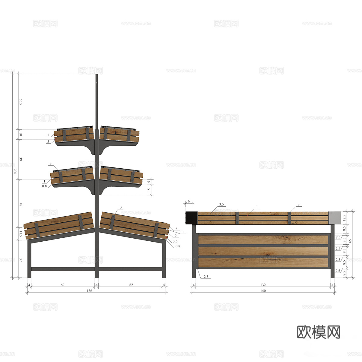 现代意式展柜 货架3d模型