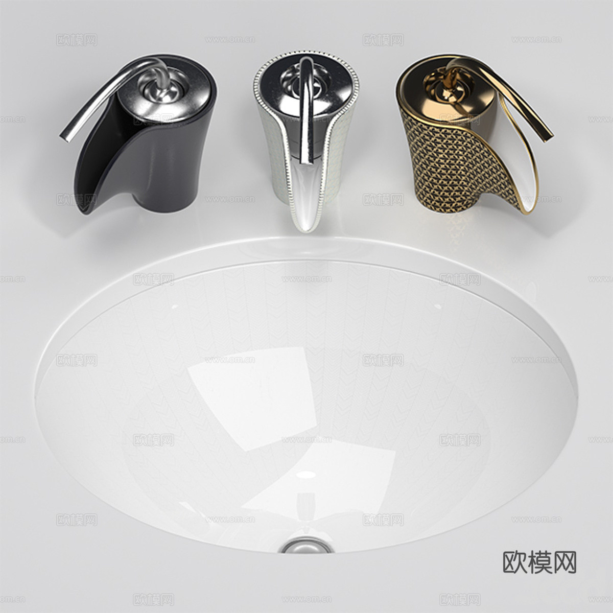 现代轻奢陶瓷台盆 洗手盆3d模型