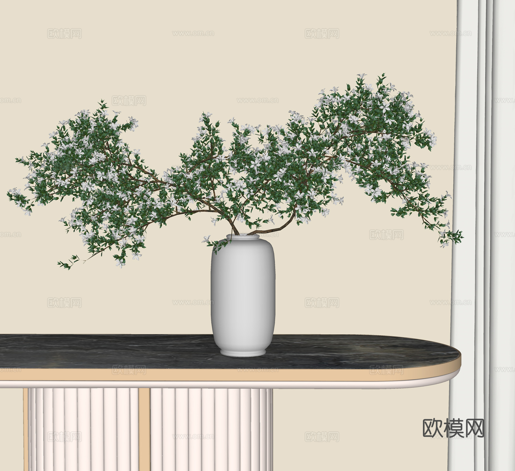 现代绿植  玻璃花瓶  室内绿植装饰su模型