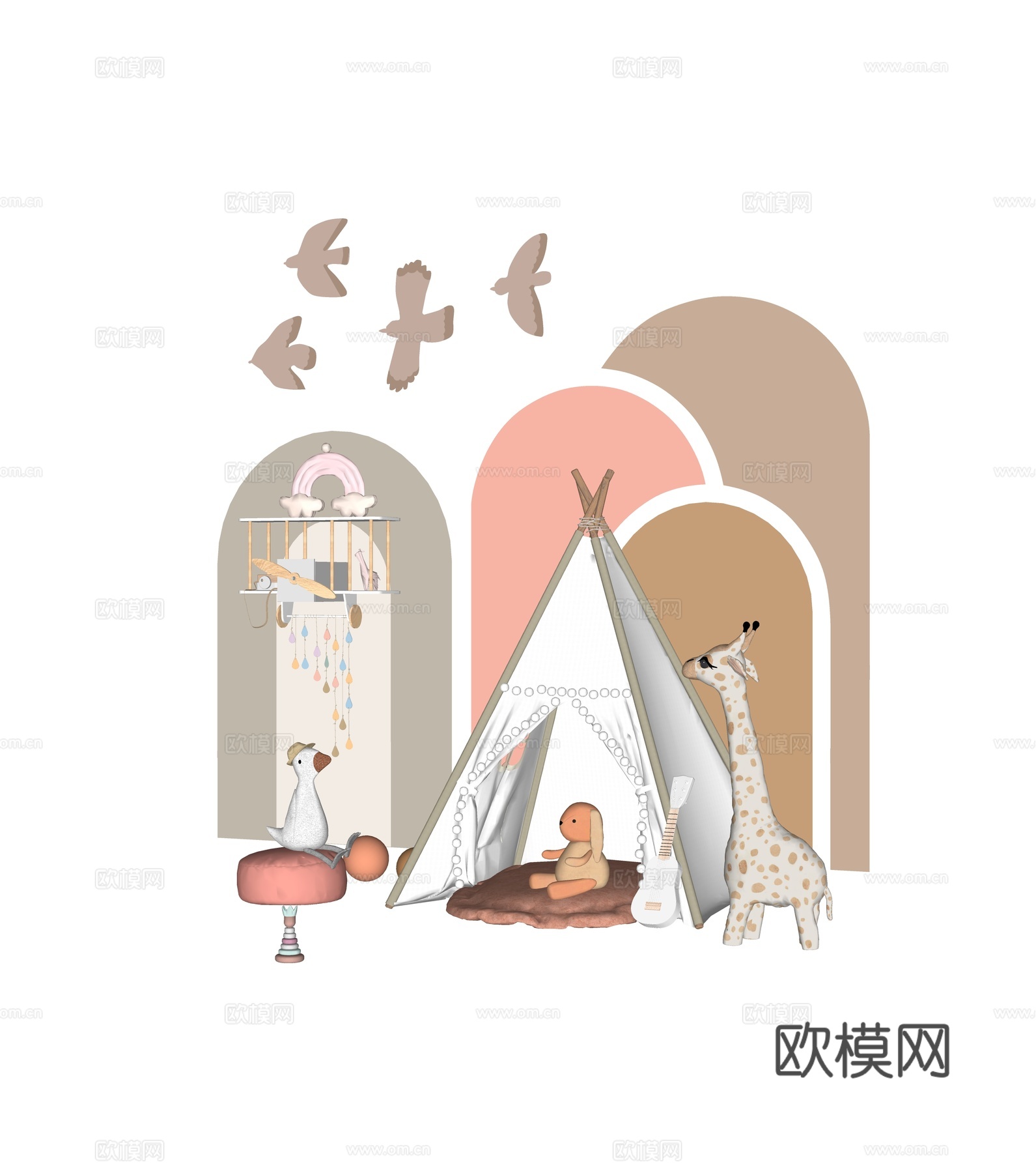 儿童玩具 帐篷 乐园su模型
