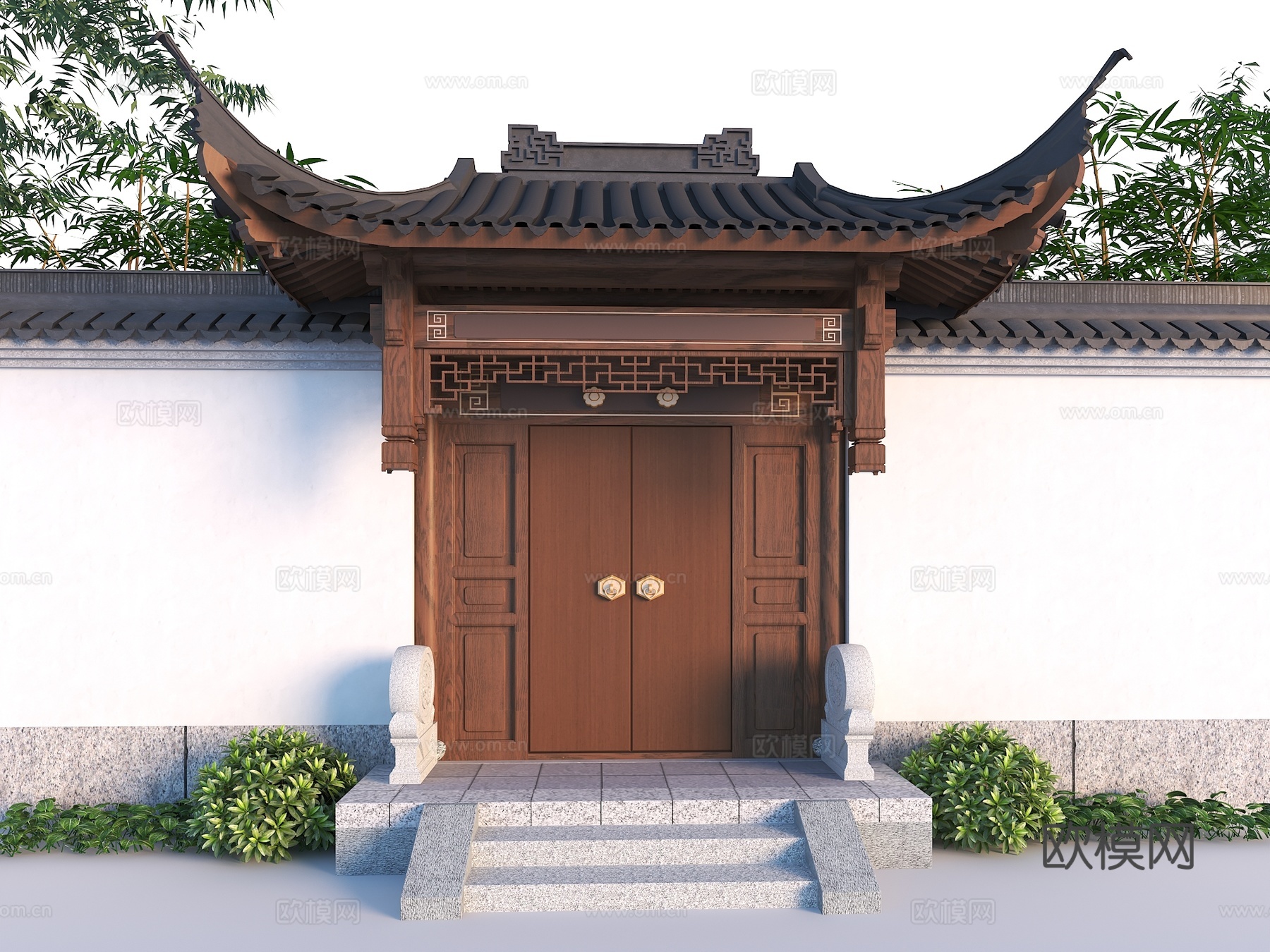 中式门头 中式大门 仪门 新中式别墅大门3d模型