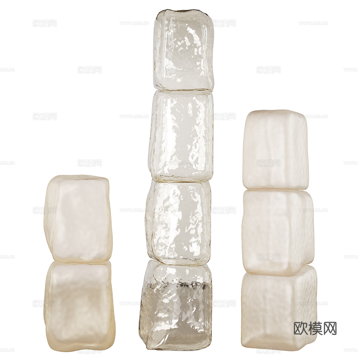 现代意式极简玻璃柱雕塑3d模型