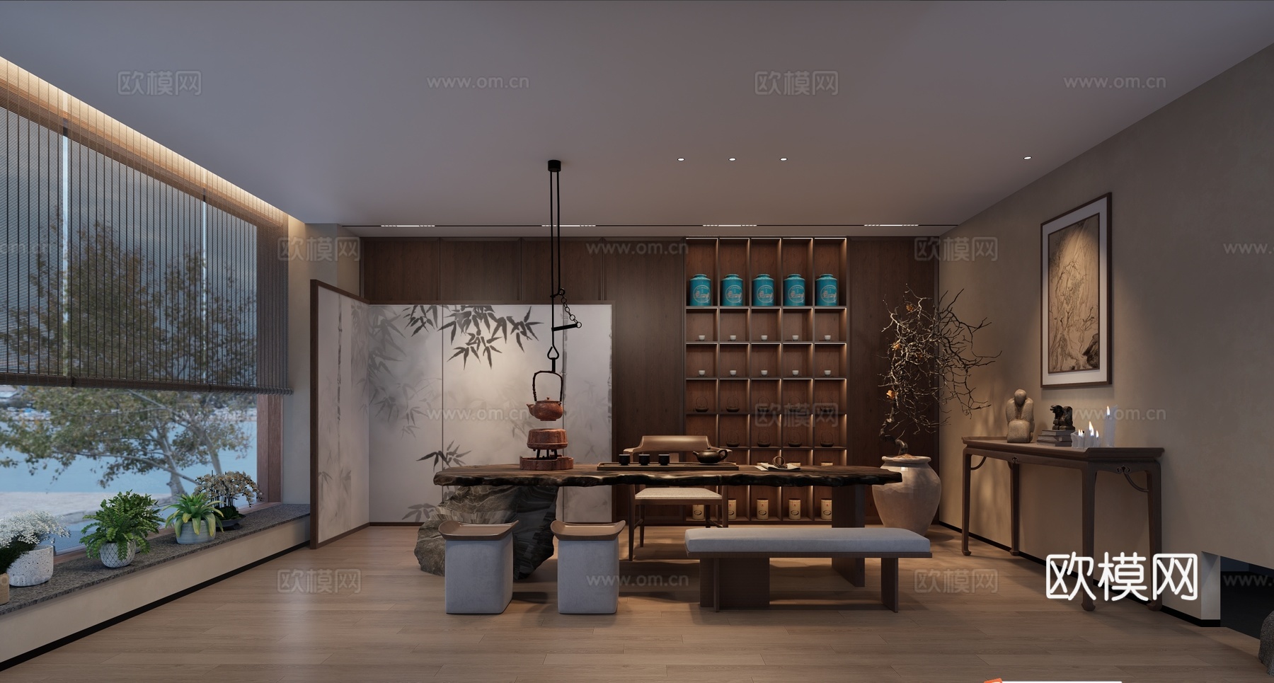 新中式茶室su模型