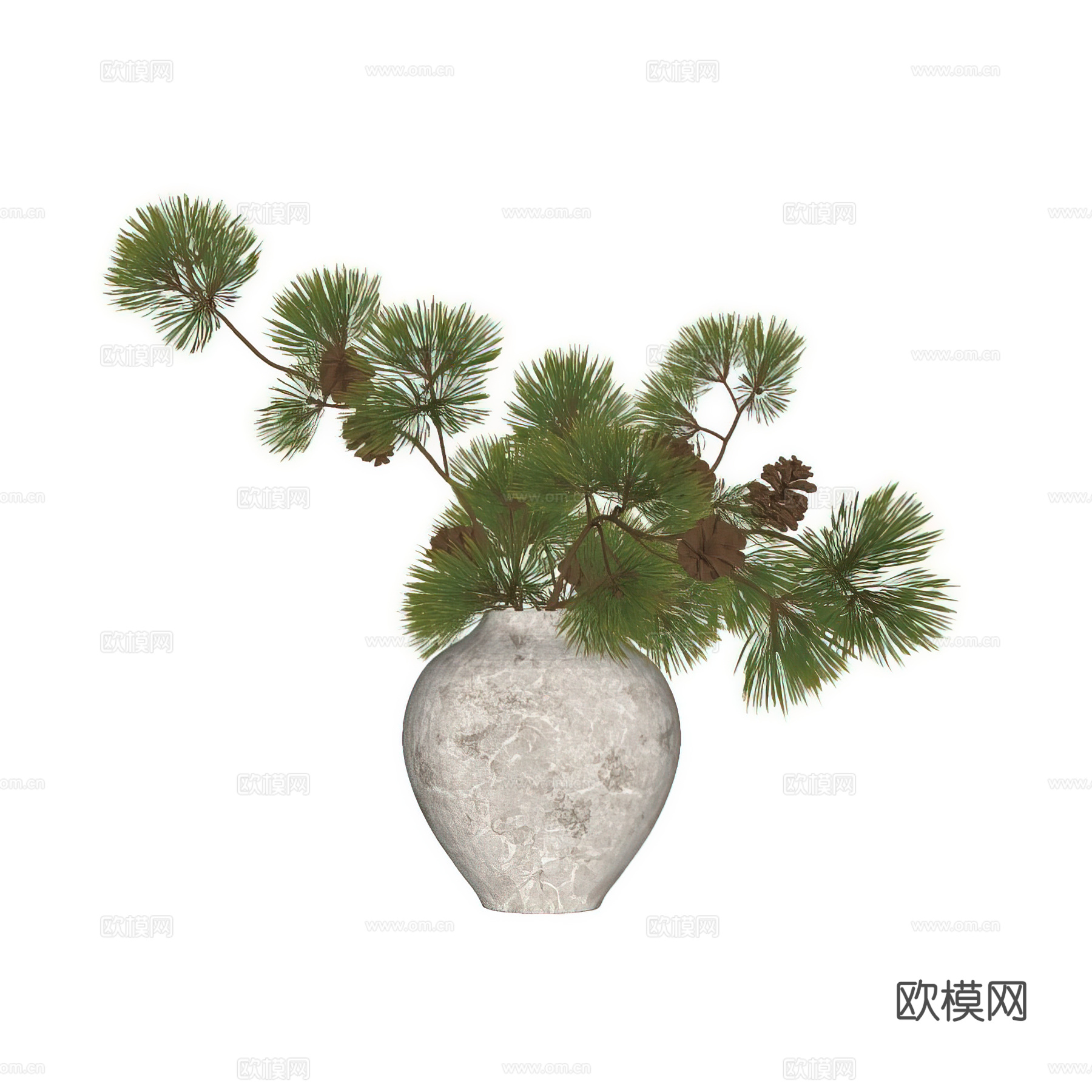 花艺摆件 绿植摆件 盆景盆栽 陶罐花瓶su模型