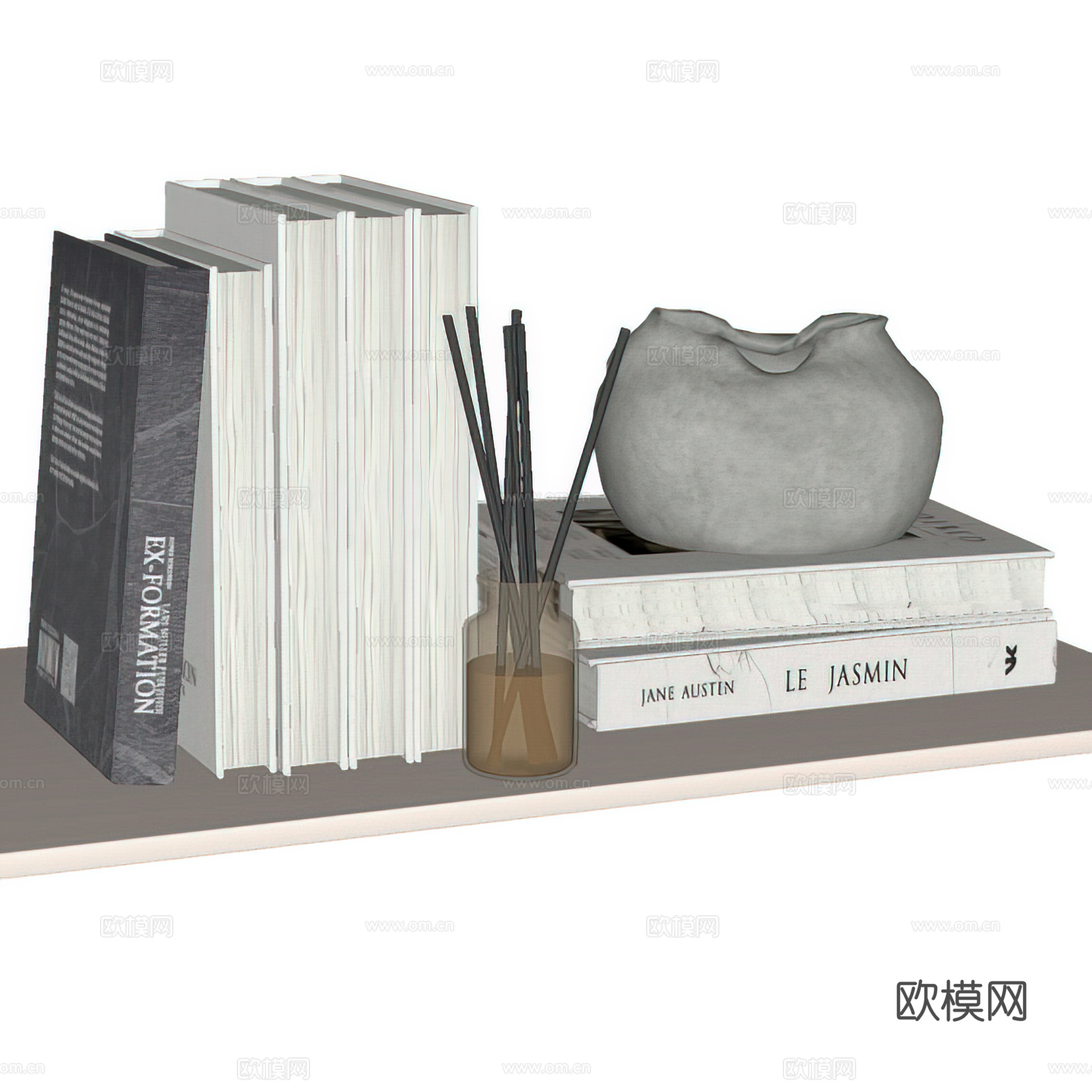 现代装饰摆件 书籍 花瓶 花艺 装饰品 茶几摆件 墙面装饰su模型