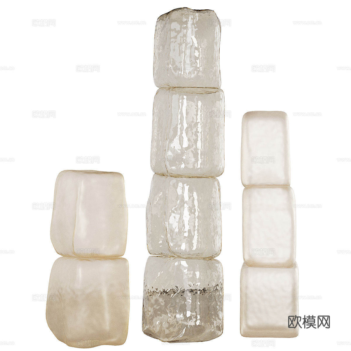 现代意式极简玻璃柱雕塑3d模型