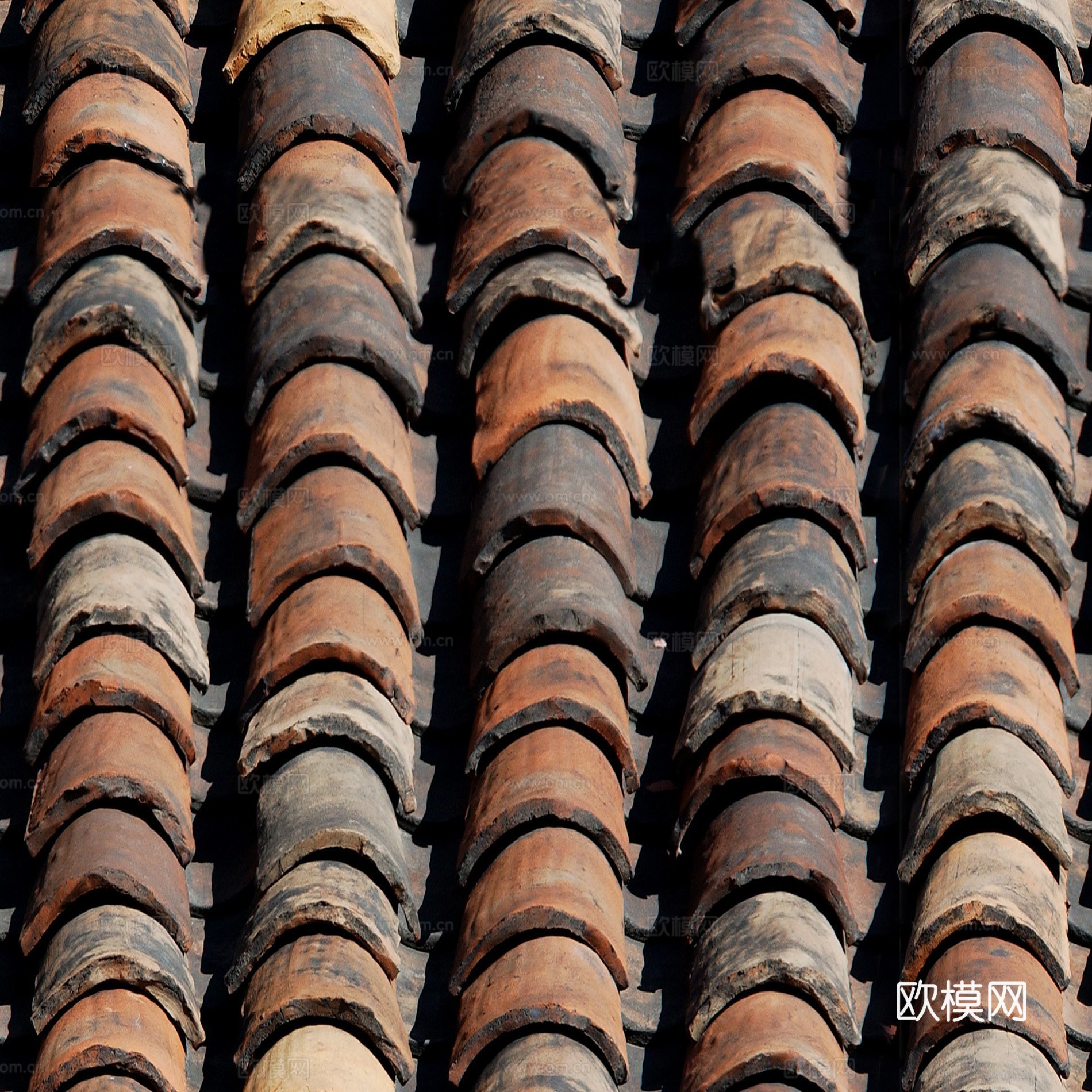 瓦砖，房顶瓦片 户外砖墙 仿古砖 无缝贴图下载