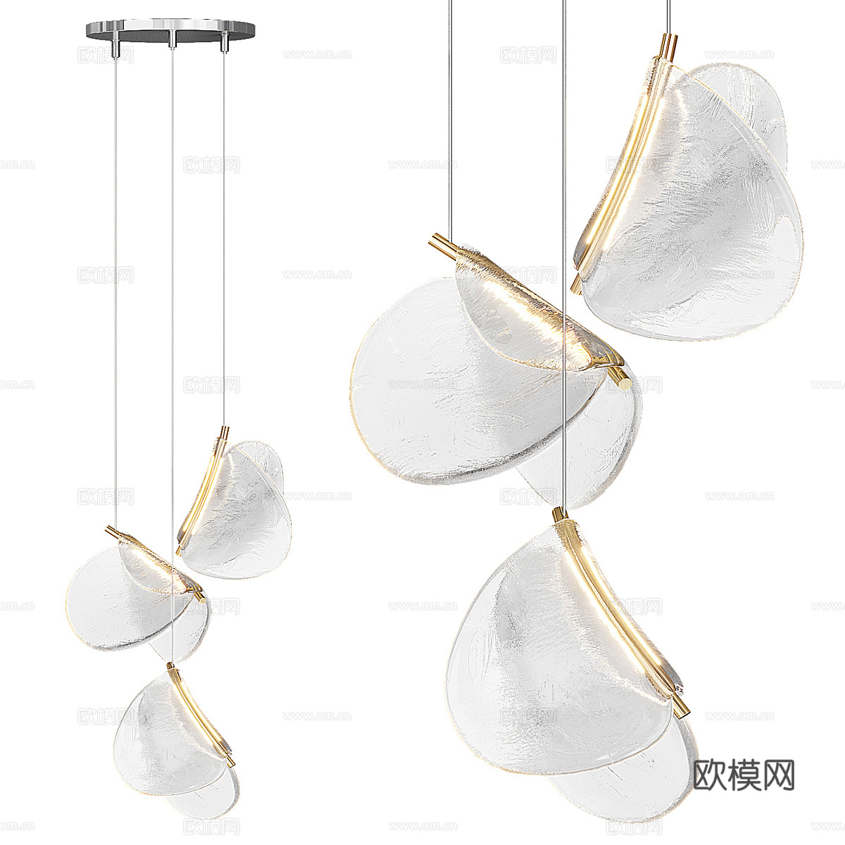 现代轻奢金属玻璃装饰吊灯3d模型