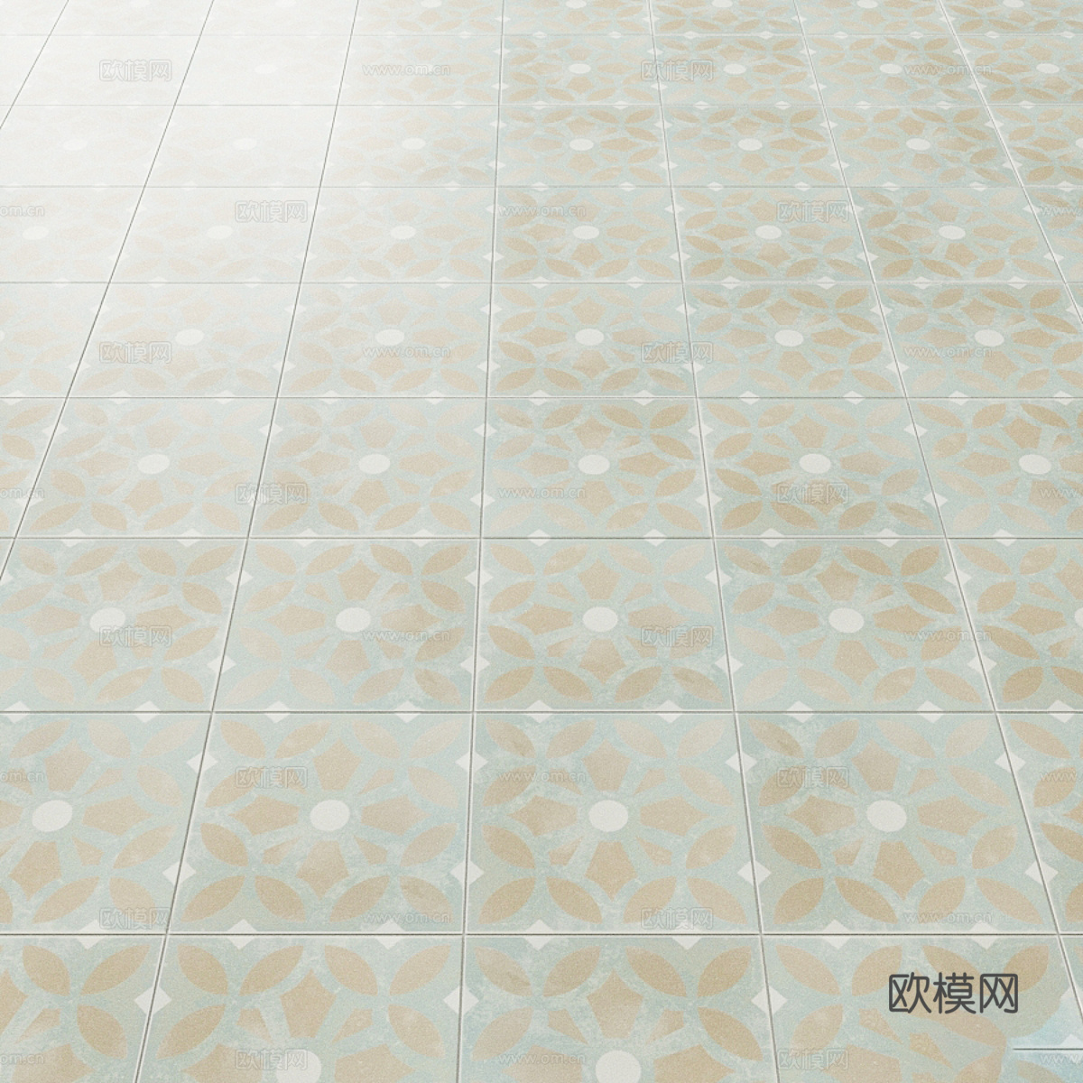 新中式瓷砖 花砖 仿古砖3d模型