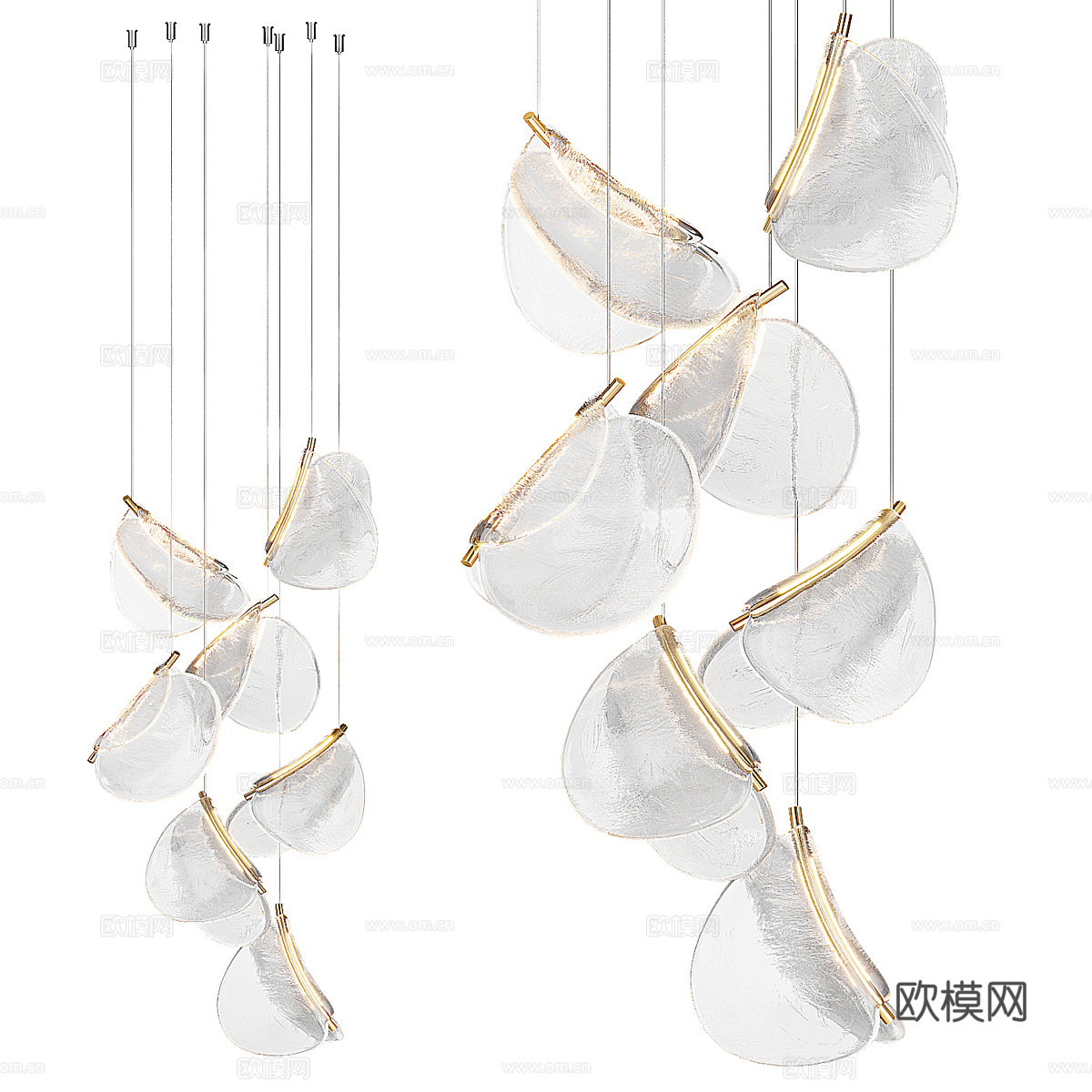 现代轻奢金属玻璃装饰吊灯3d模型