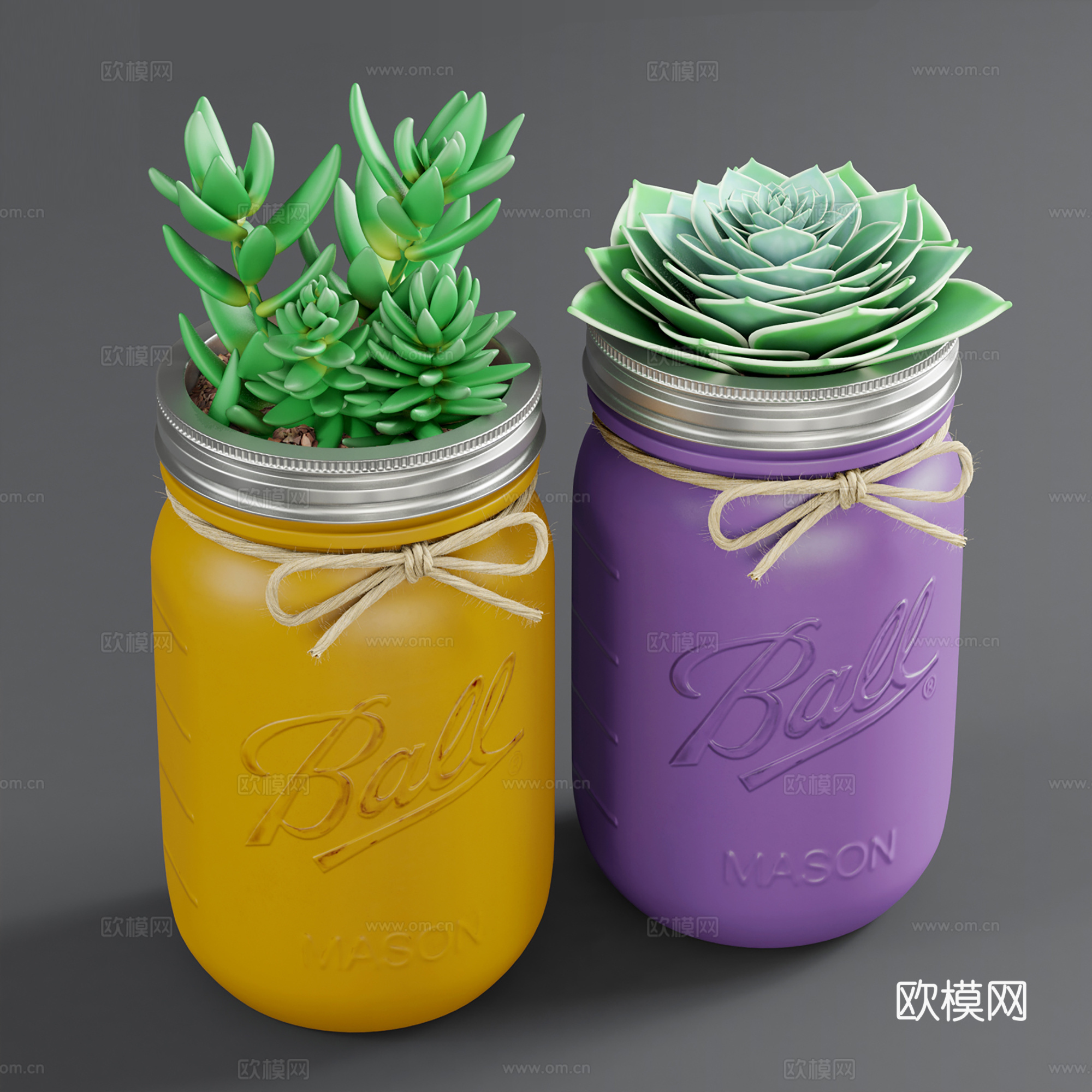 现代植物摆件  桌面绿植摆件  盆栽多肉su模型