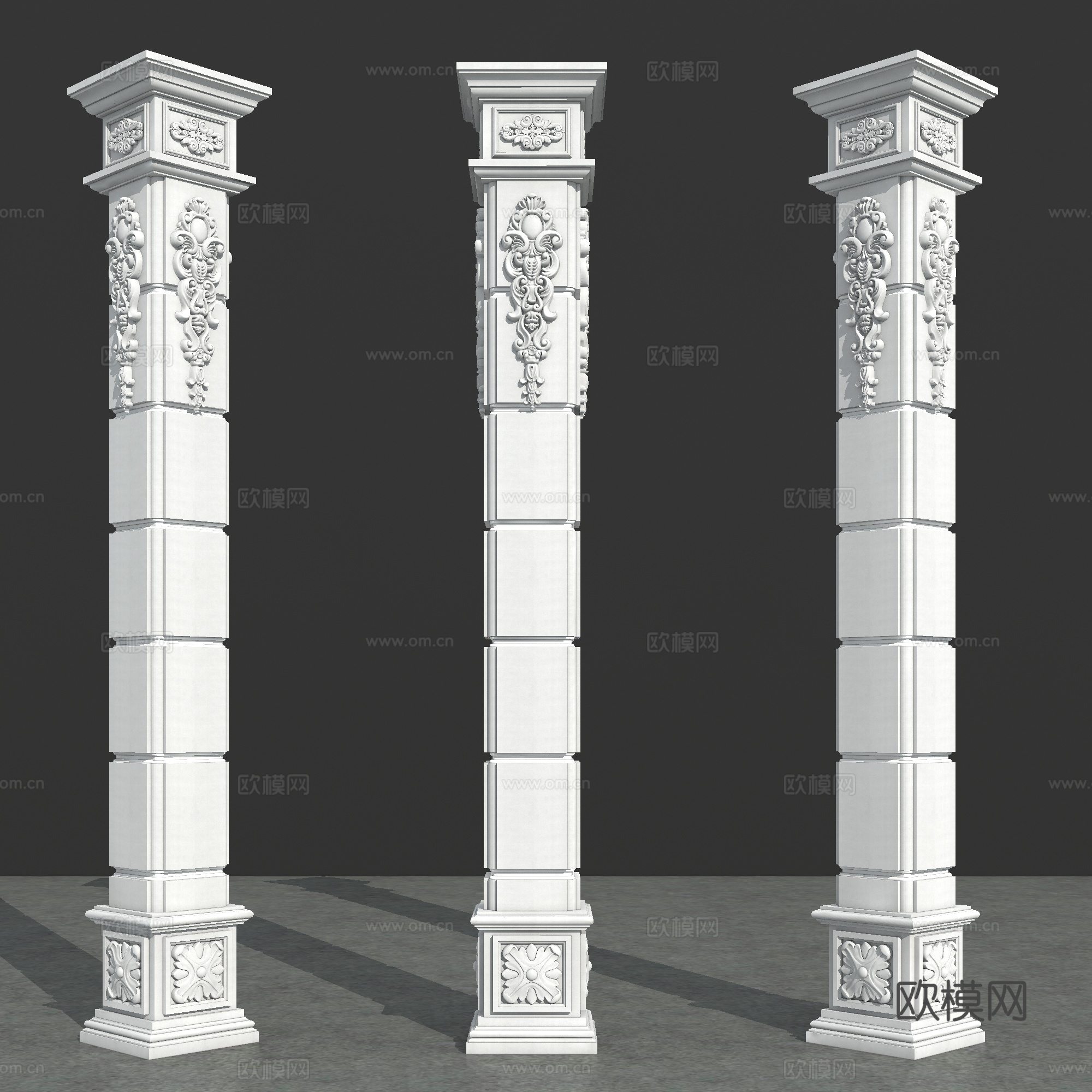 欧式柱子 罗马柱 角柱3d模型