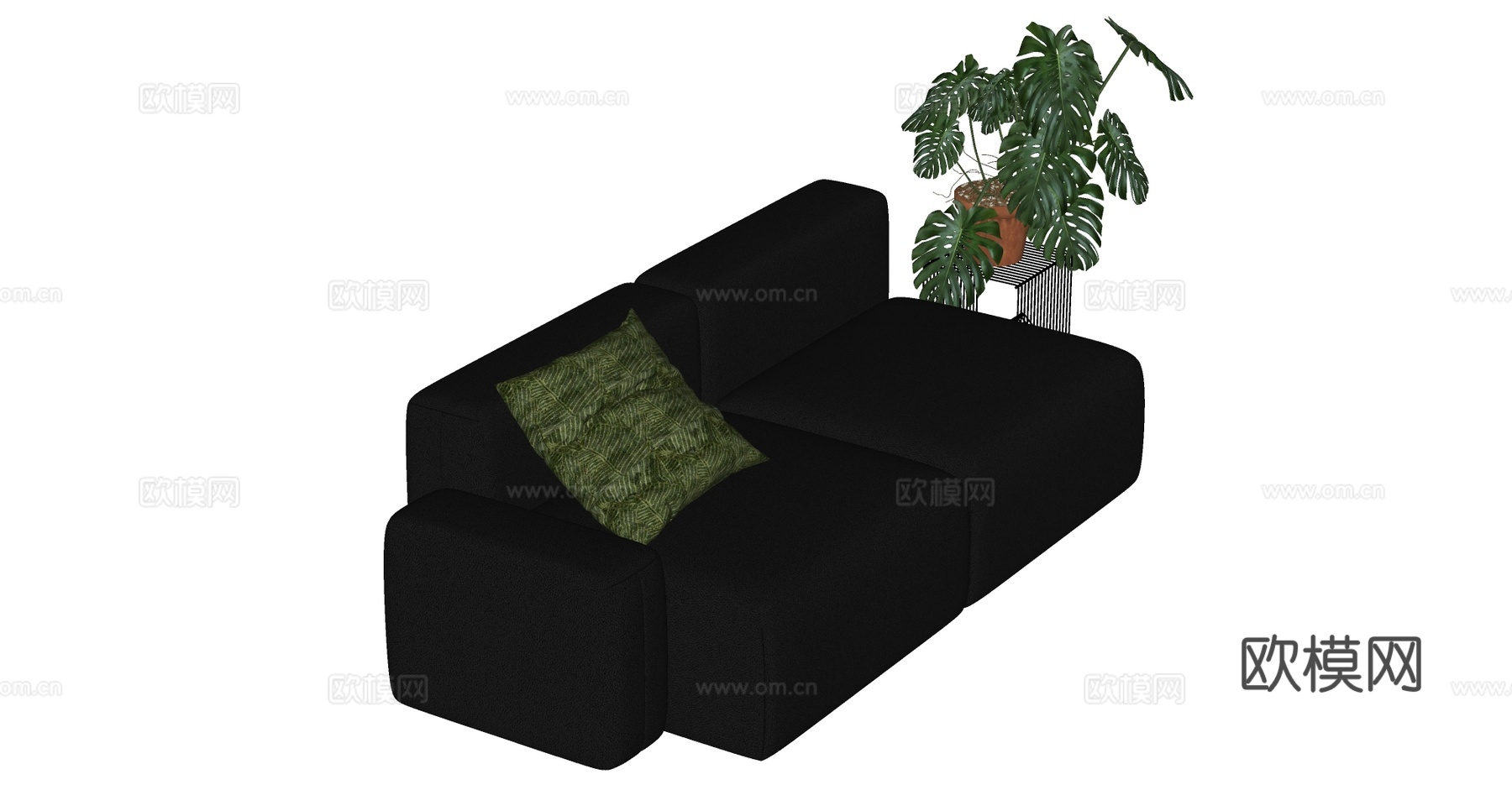 现代中古风多人沙发su模型