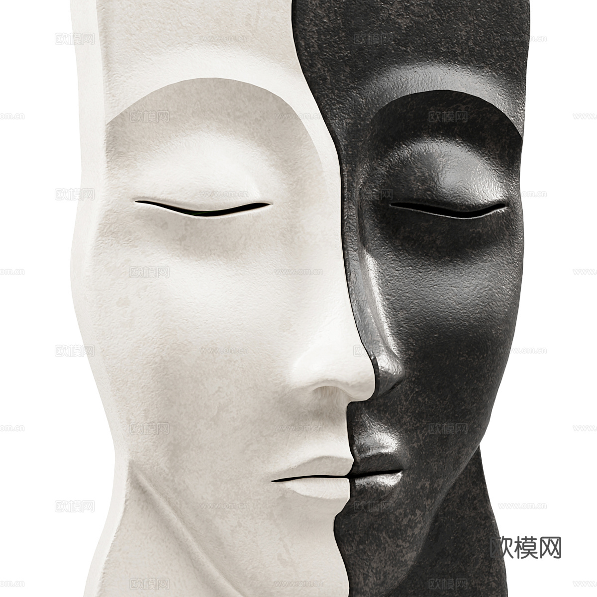 现代意式极简面孔雕像3d模型