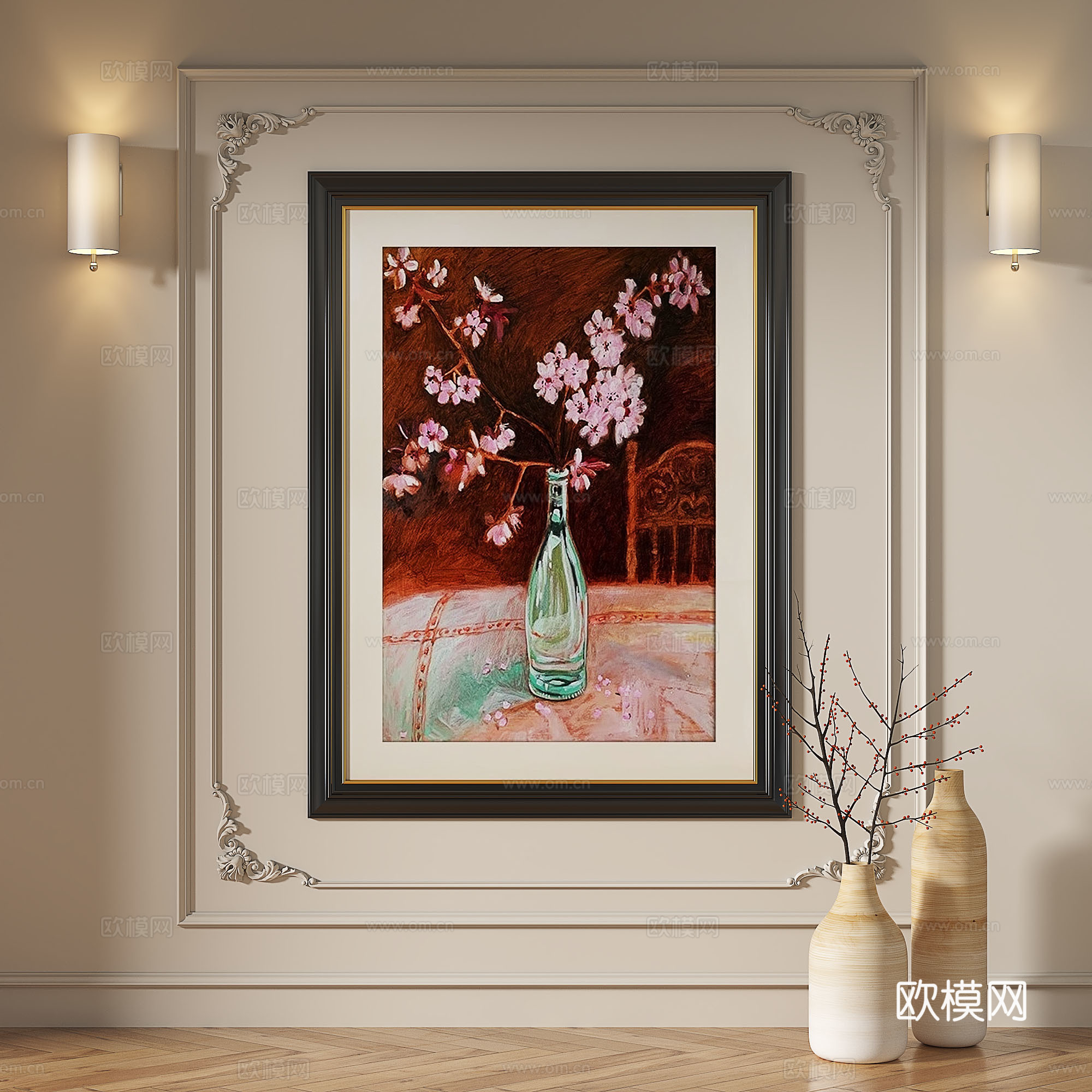 法式，复古，中古，现代，简约，轻奢，装饰画3d模型