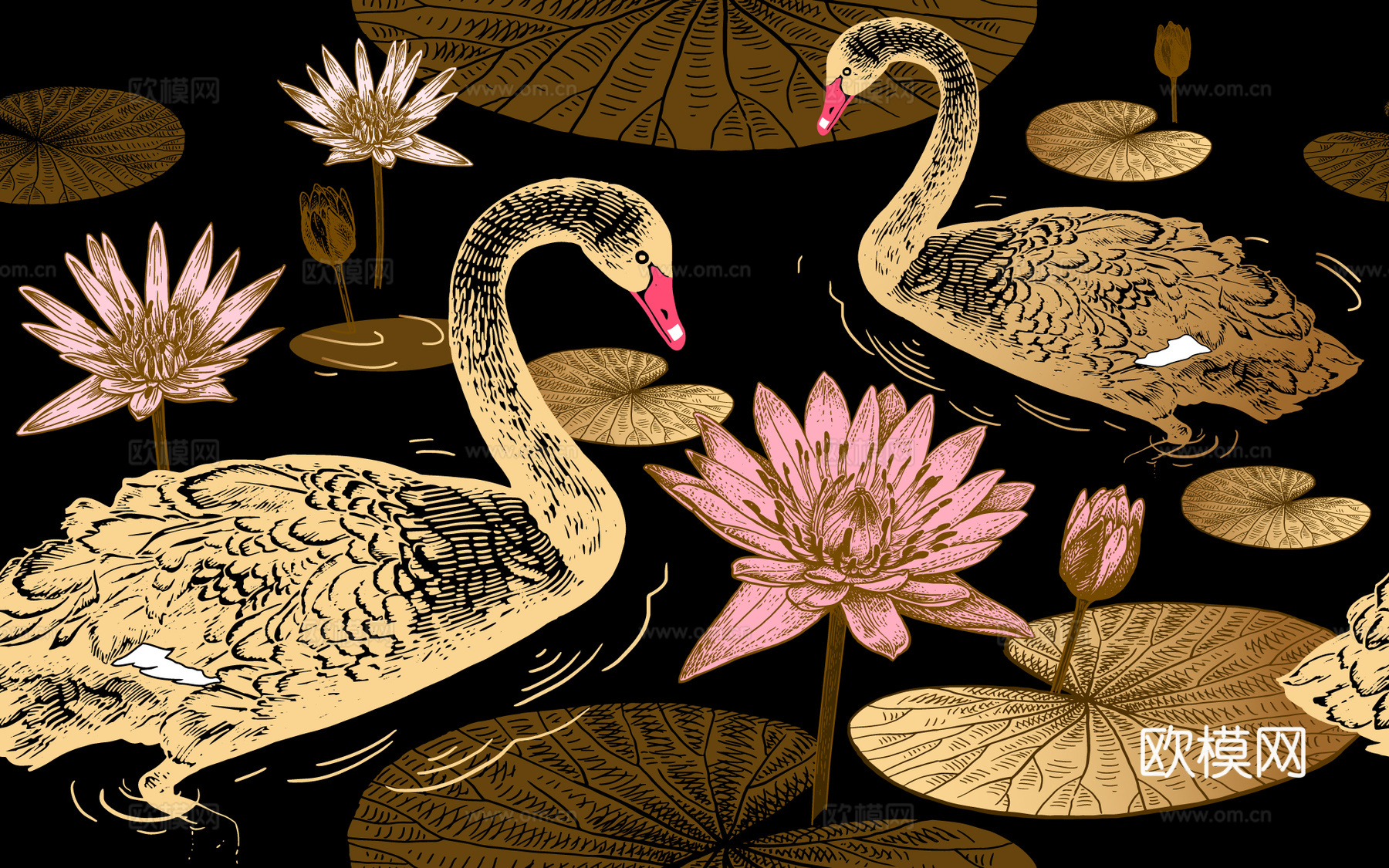 中式古典花纹 花卉 植物手绘壁纸