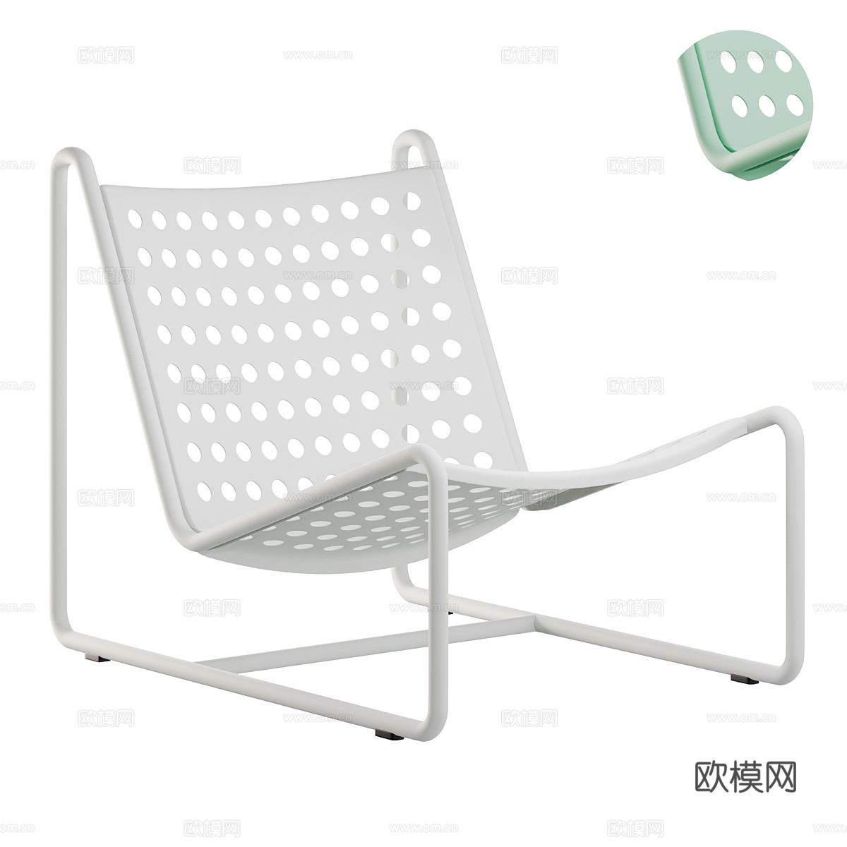 现代极简不锈钢金属户外休闲椅3d模型