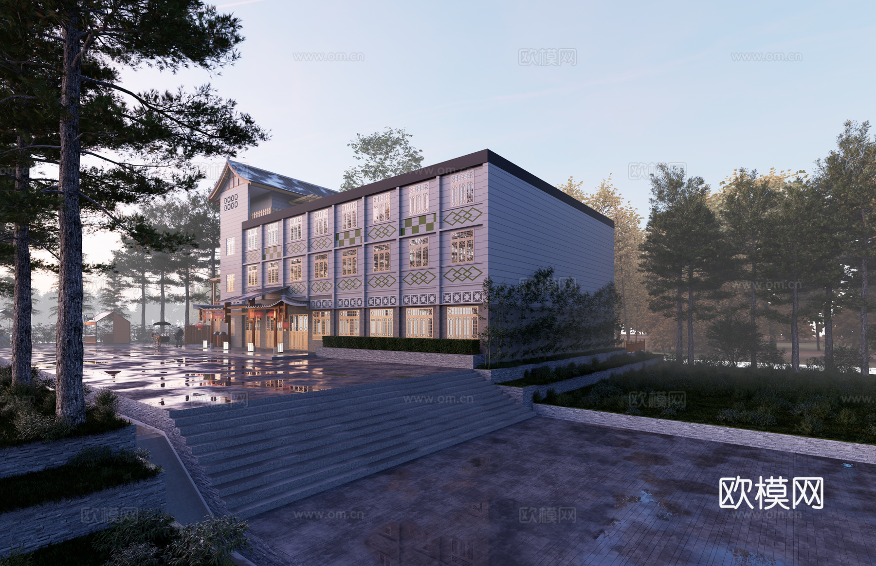 商业街 古建筑 古镇 酒店su模型