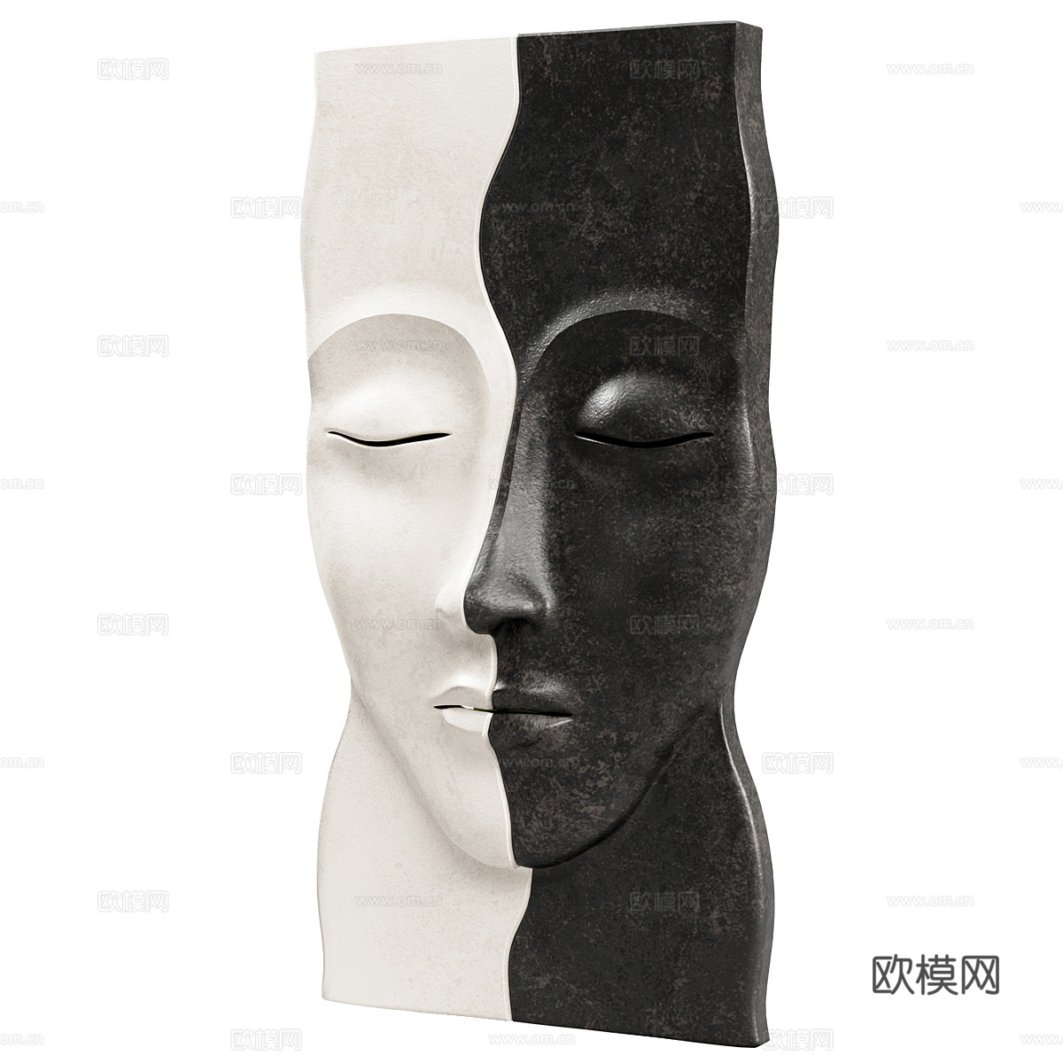 现代意式极简面孔雕像3d模型