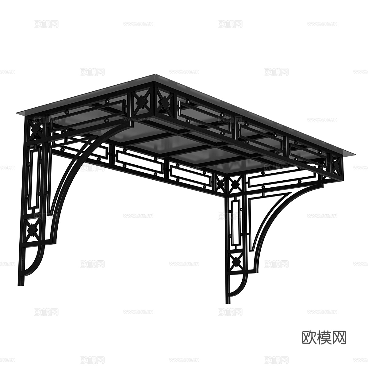 新中式雨棚 玻璃遮阳篷3d模型