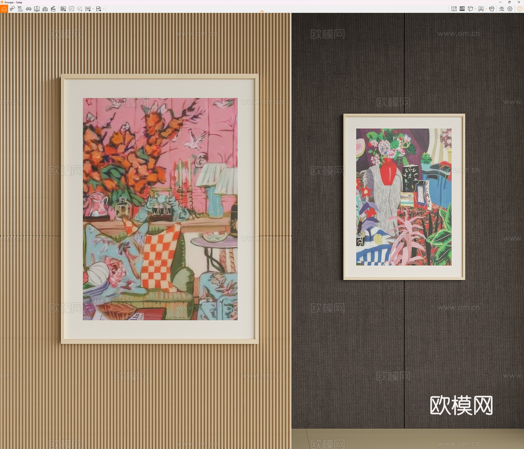 现代意式挂画 现代意式装饰画 书房挂画 办公室挂画 客厅挂画su模型