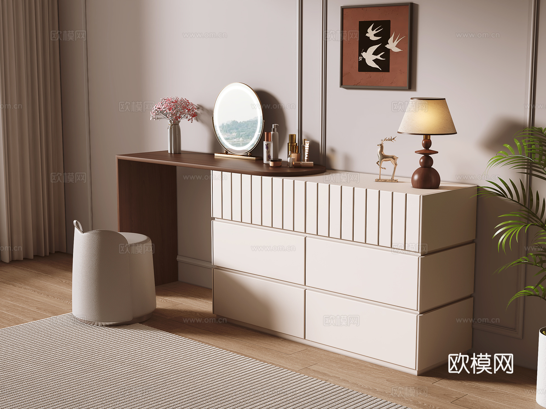 中古风梳妆台3d模型
