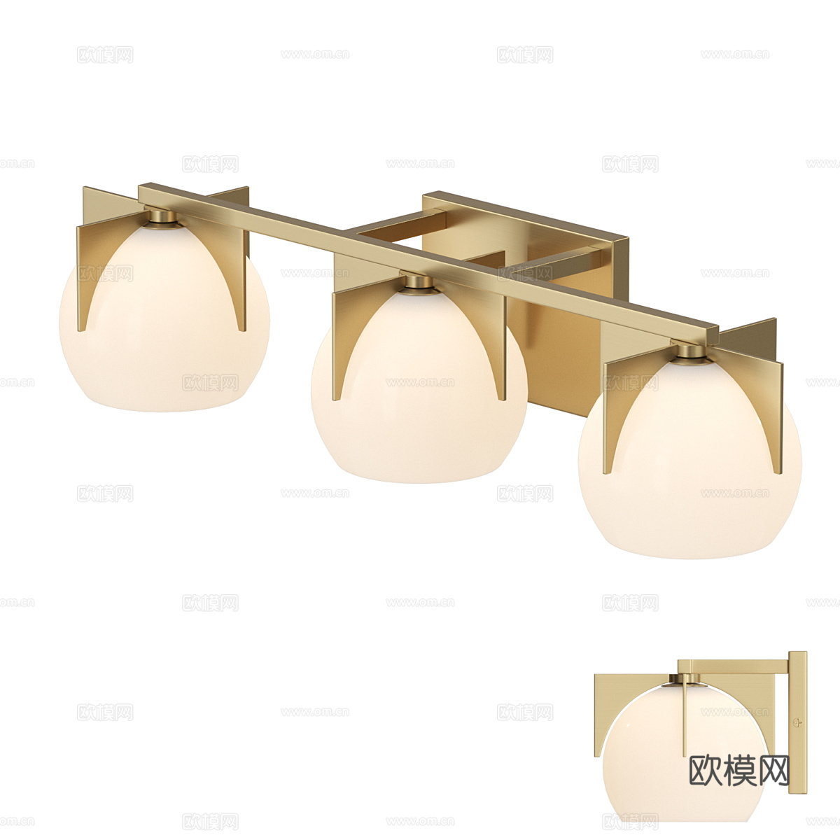现代轻奢金属玻璃装饰壁灯3d模型
