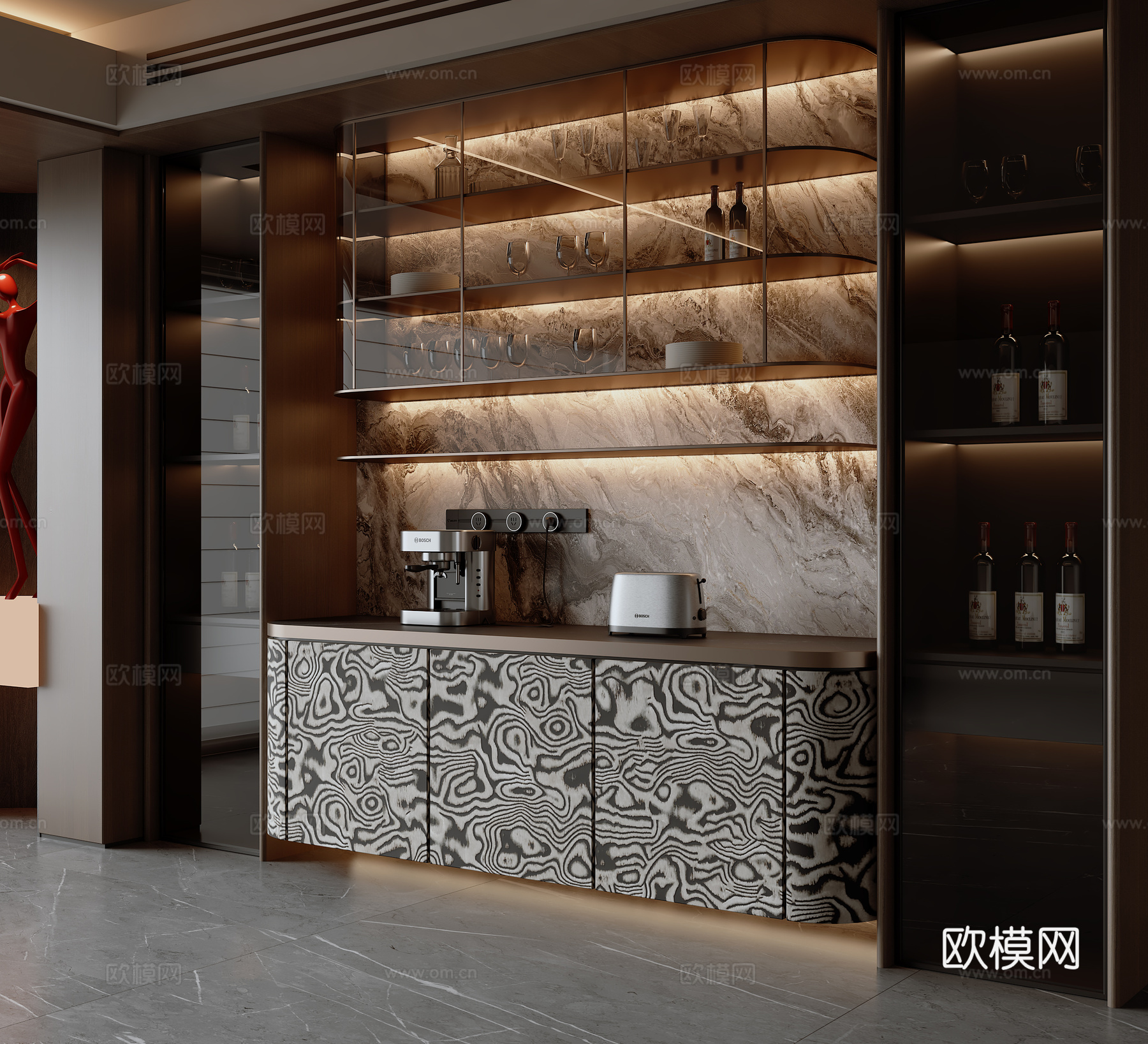 现式意式餐边柜3d模型