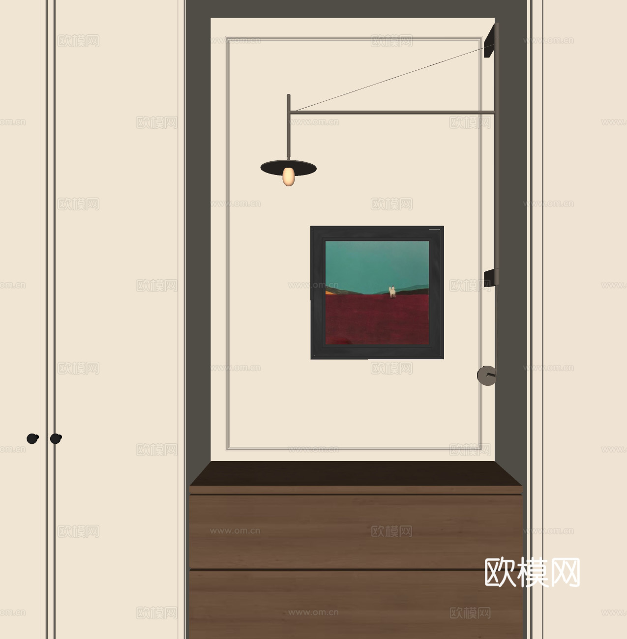 现代中古挂画 中古复古挂画 油画 客厅挂画 书房挂画 玄关挂su模型