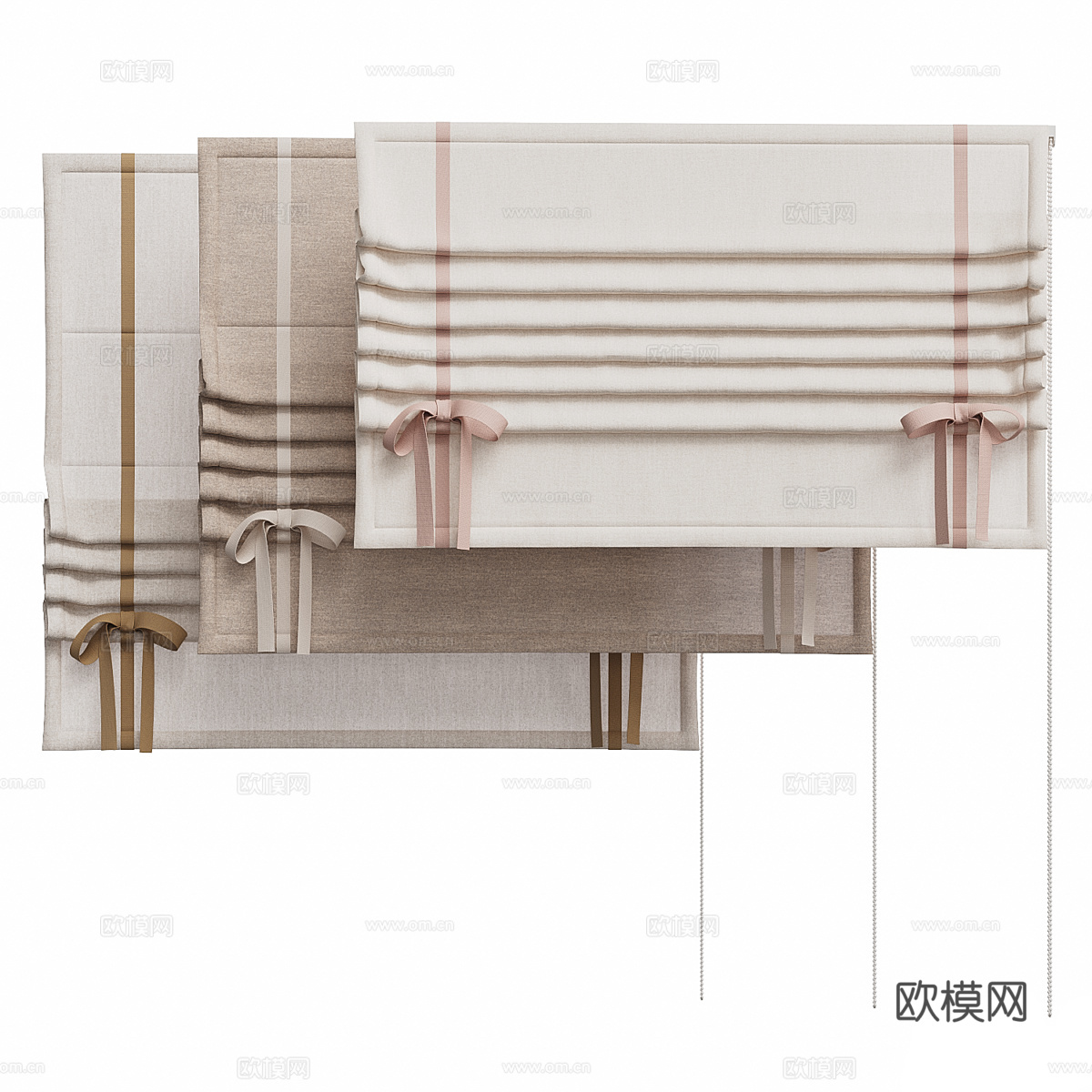 现代奶油风儿童布艺罗马帘3d模型