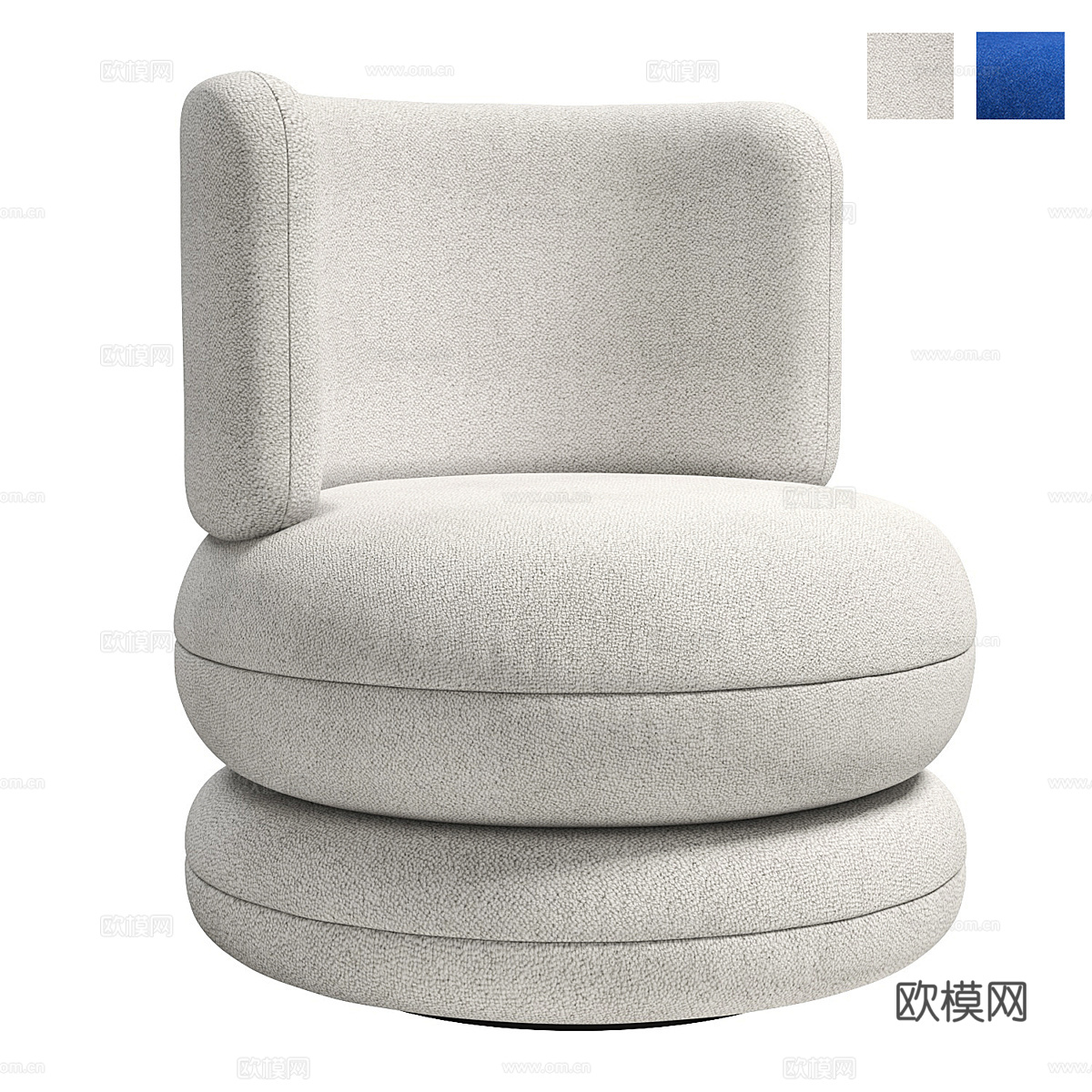 现代意式极简圆形布艺扶手椅3d模型