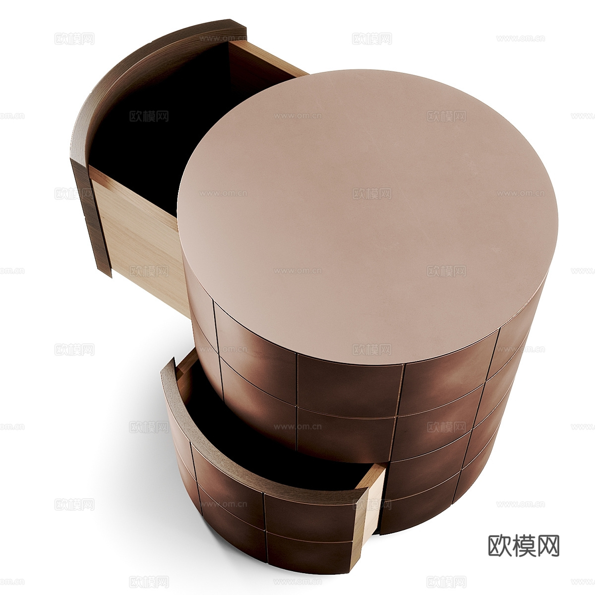 现代意式轻奢圆形床头柜3d模型